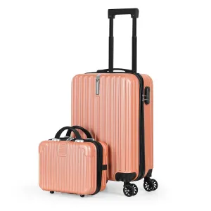 2PCS Luggage Two Piece Rolling Luggage Set Lightweight With Hook 20   14 Rose Gold