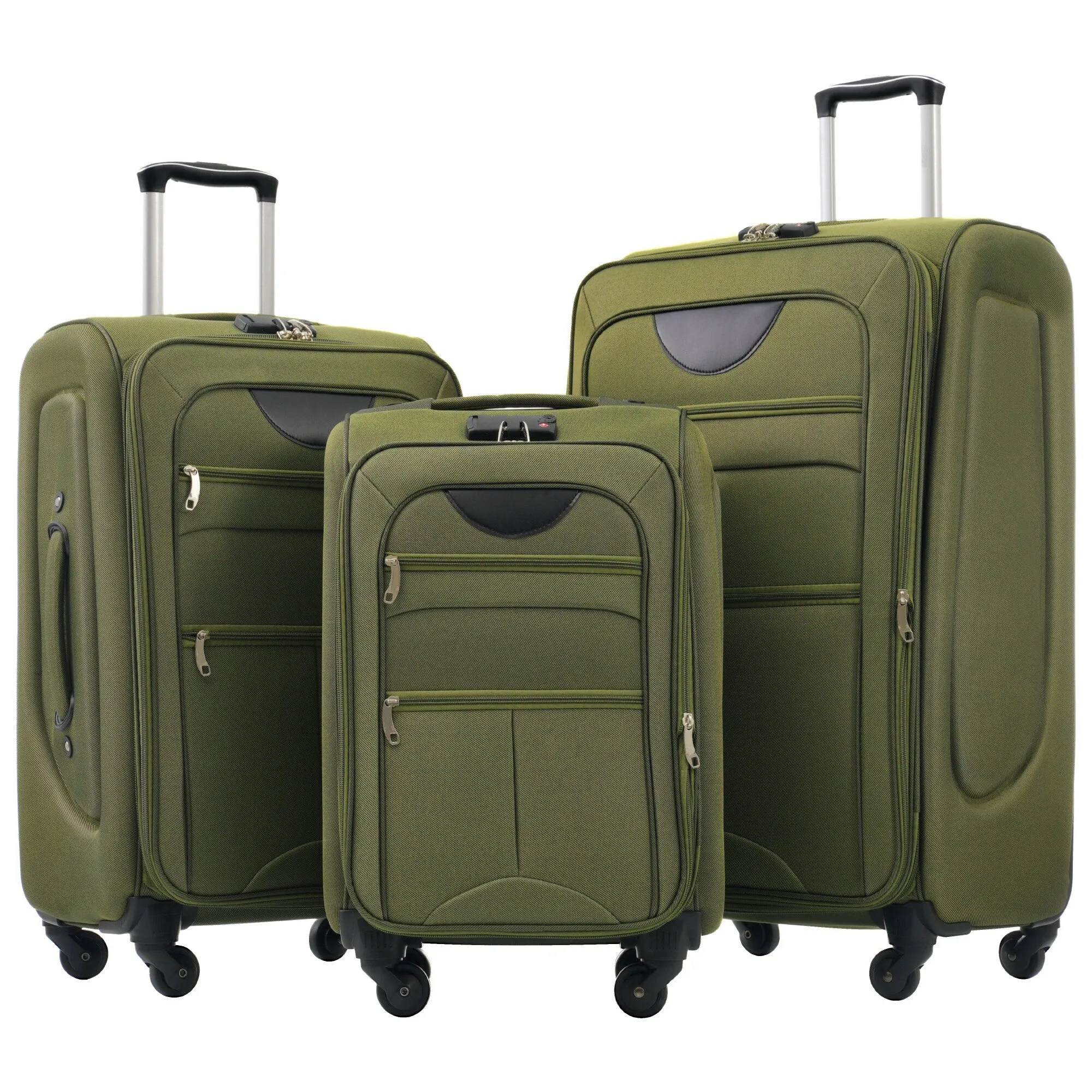 3 Piece Softside Luggage Set with TSA Lock and Spinner Wheels, Expandable Suitcase with Multi-Compartment