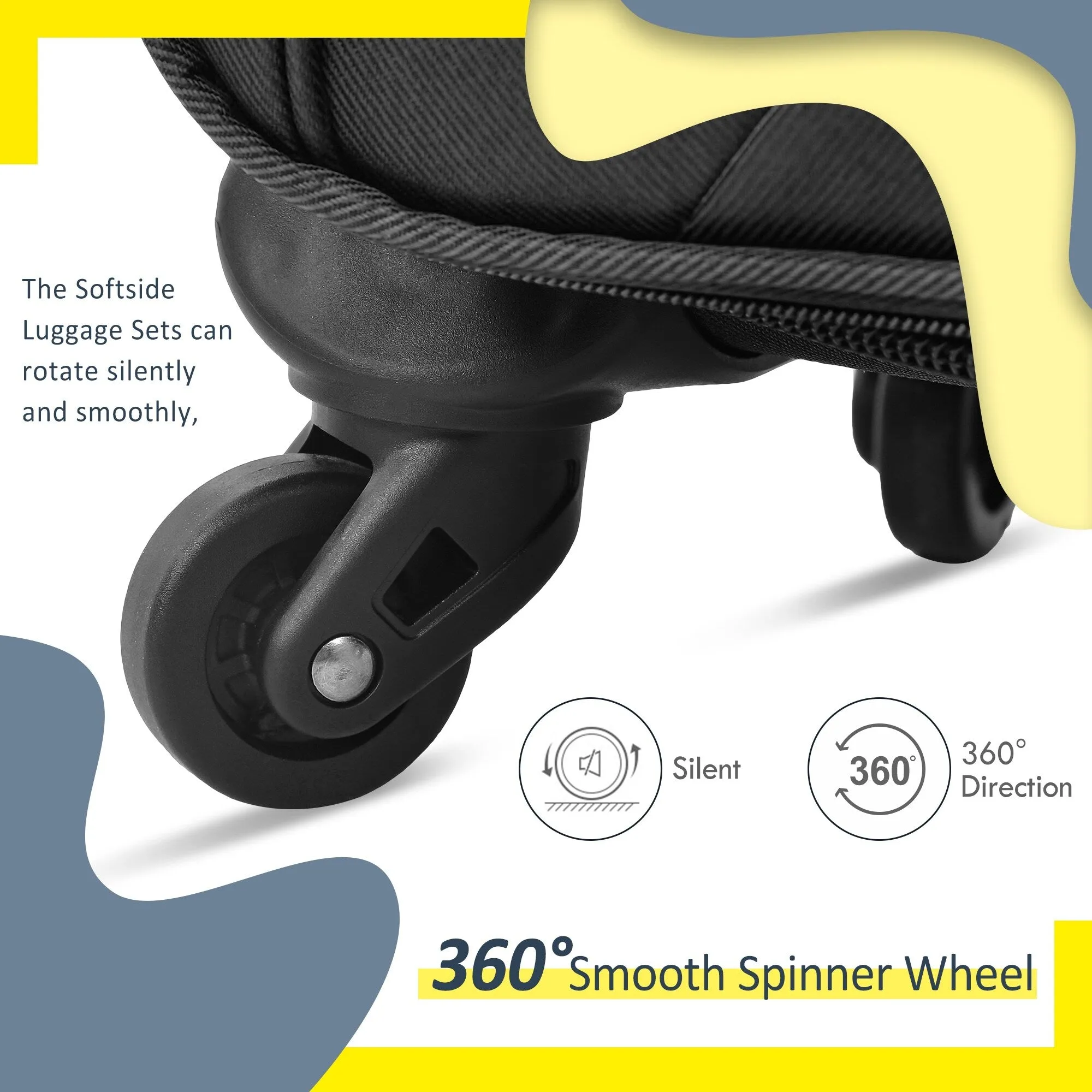 3 Piece Softside Luggage Set with TSA Lock and Spinner Wheels, Expandable Suitcase with Multi-Compartment