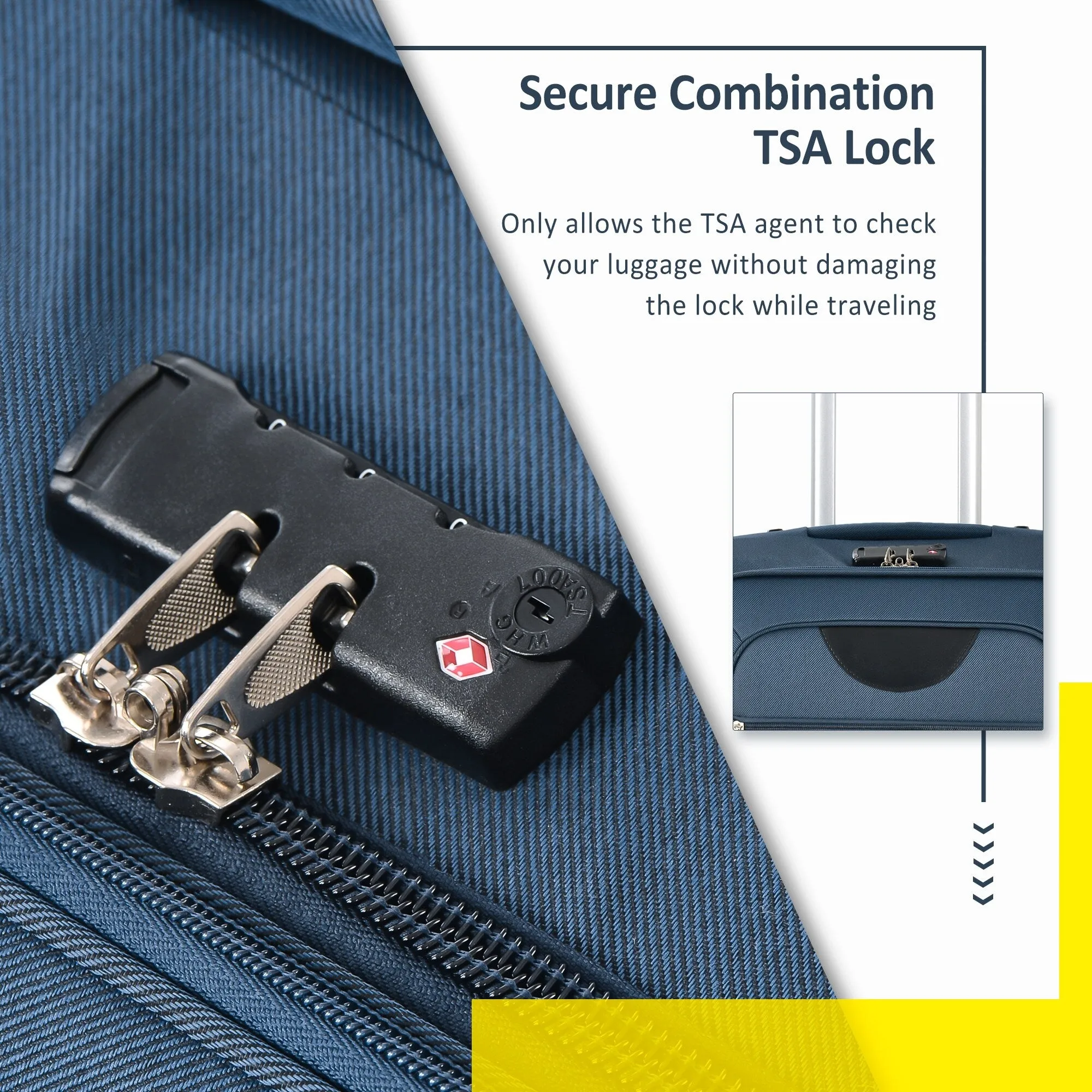 3 Piece Softside Luggage Set with TSA Lock and Spinner Wheels, Expandable Suitcase with Multi-Compartment