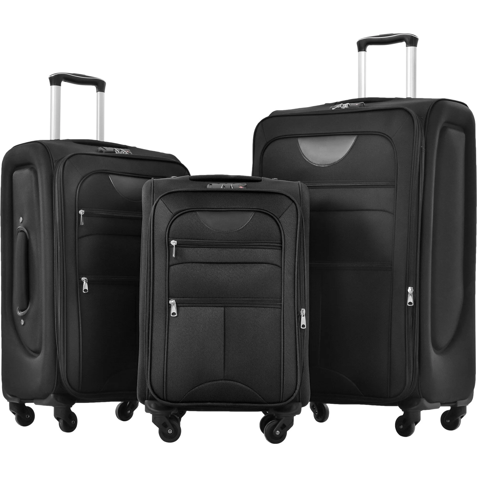 3 Piece Softside Luggage Set with TSA Lock and Spinner Wheels, Expandable Suitcase with Multi-Compartment