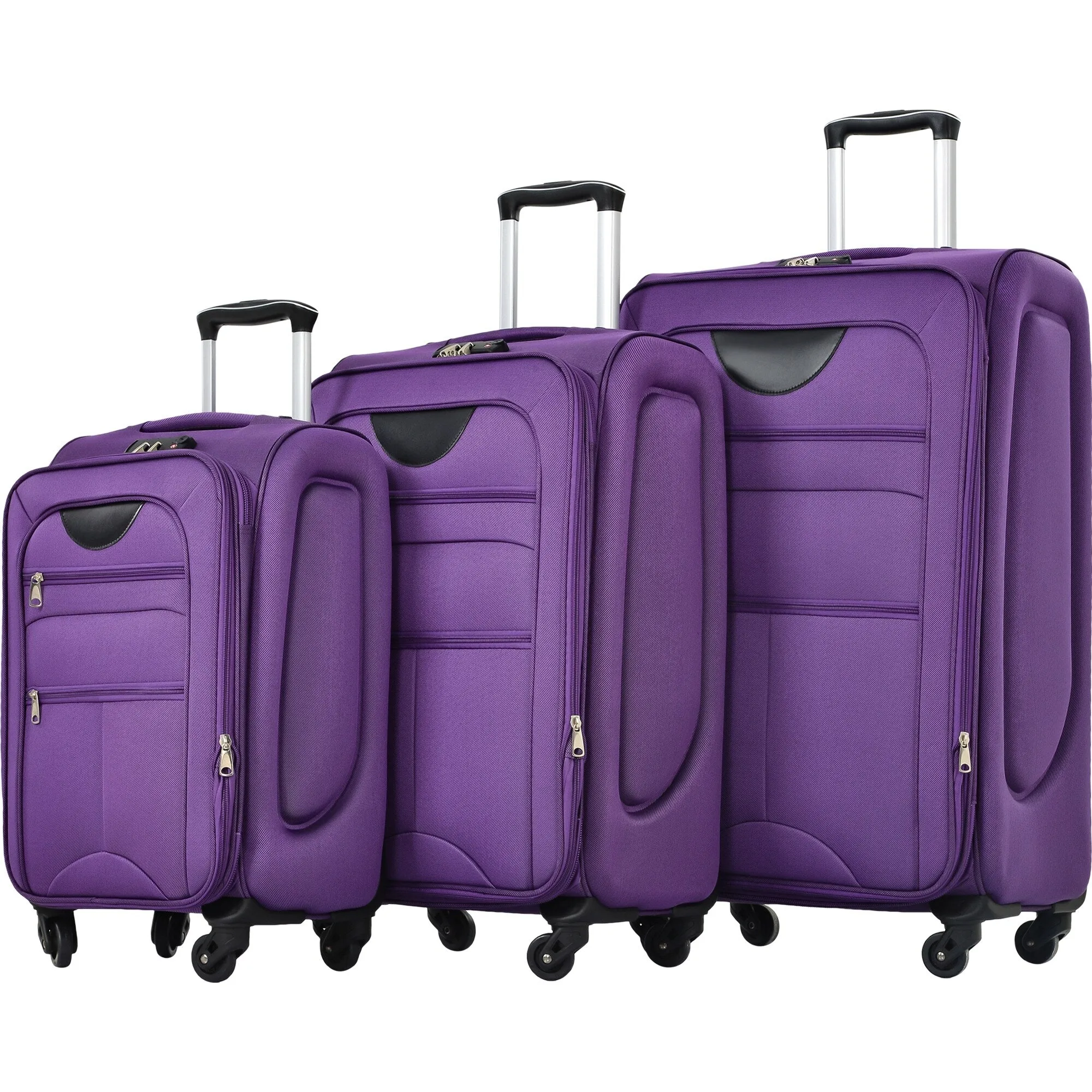 3 Piece Softside Luggage Set with TSA Lock and Spinner Wheels, Expandable Suitcase with Multi-Compartment