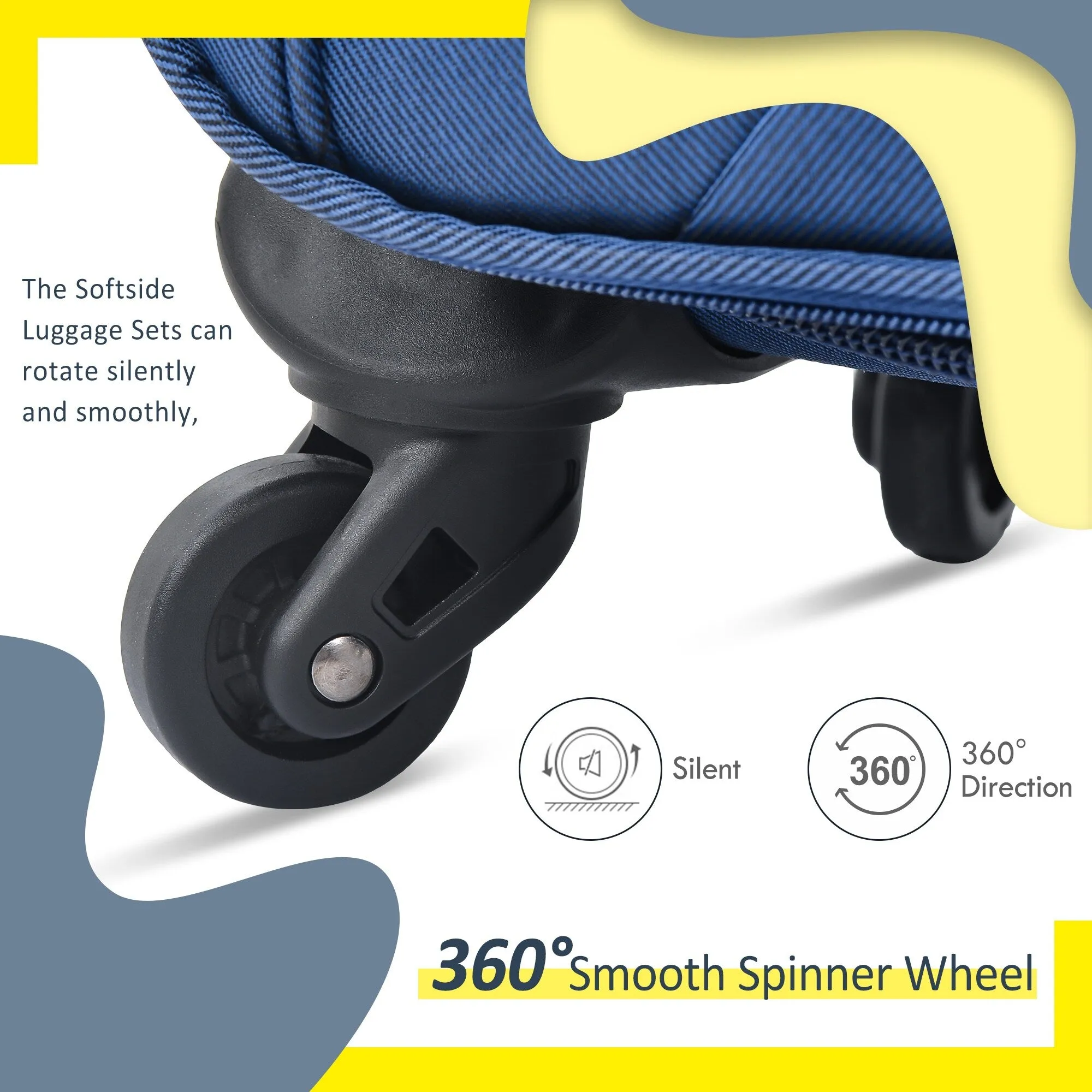 3 Piece Softside Luggage Set with TSA Lock and Spinner Wheels, Expandable Suitcase with Multi-Compartment