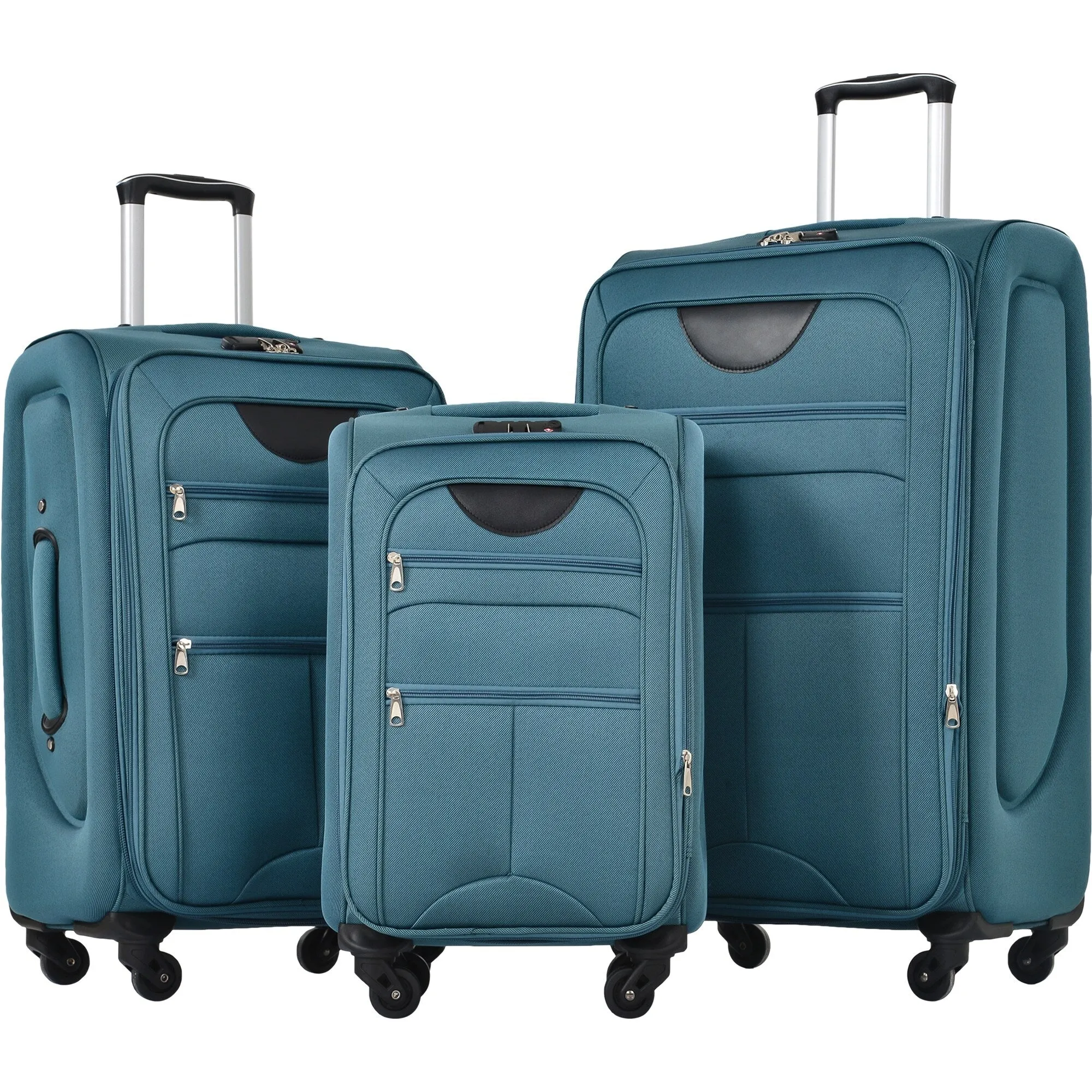 3 Piece Softside Luggage Set with TSA Lock and Spinner Wheels, Expandable Suitcase with Multi-Compartment