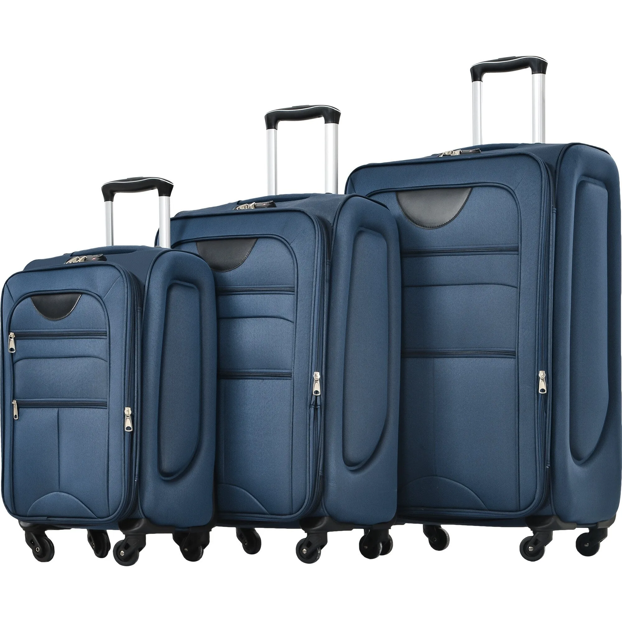3 Piece Softside Luggage Set with TSA Lock and Spinner Wheels, Expandable Suitcase with Multi-Compartment