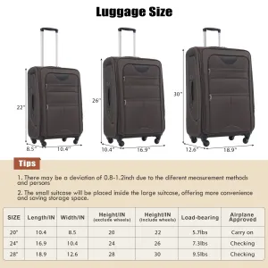 3 Piece Softside Luggage Set with TSA Lock and Spinner Wheels, Expandable Suitcase with Multi-Compartment