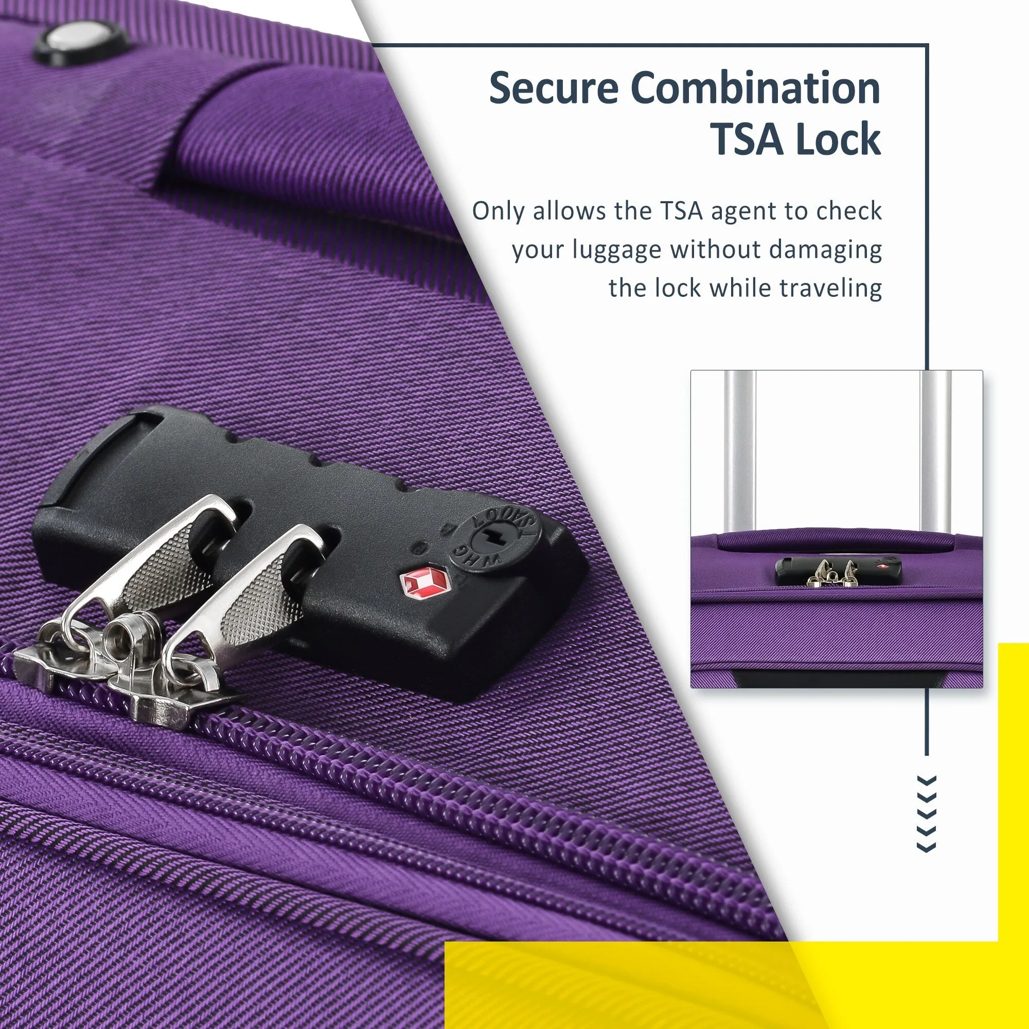 3 Piece Softside Luggage Set with TSA Lock and Spinner Wheels, Expandable Suitcase with Multi-Compartment