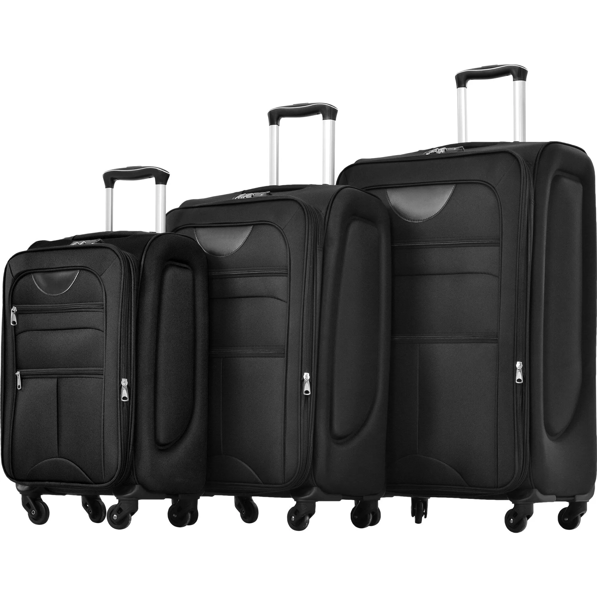 3 Piece Softside Luggage Set with TSA Lock and Spinner Wheels, Expandable Suitcase with Multi-Compartment