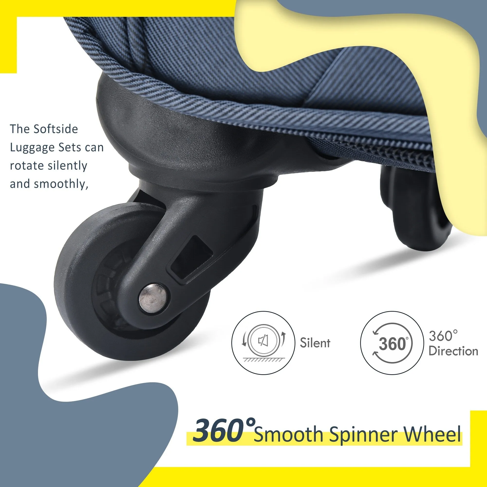 3 Piece Softside Luggage Set with TSA Lock and Spinner Wheels, Expandable Suitcase with Multi-Compartment