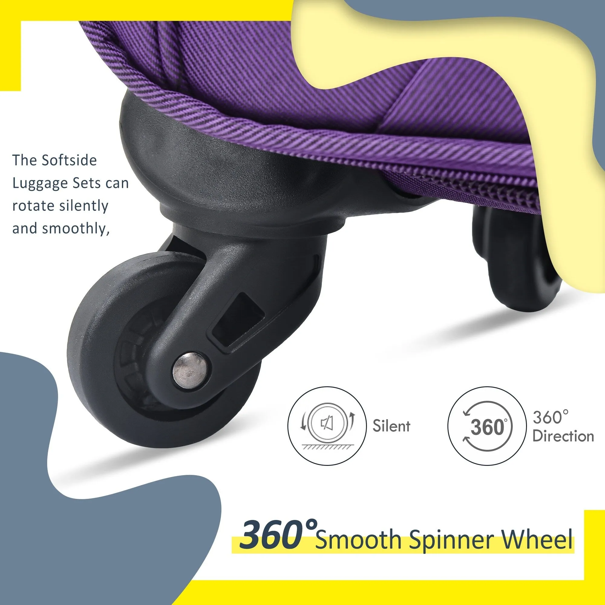 3 Piece Softside Luggage Set with TSA Lock and Spinner Wheels, Expandable Suitcase with Multi-Compartment