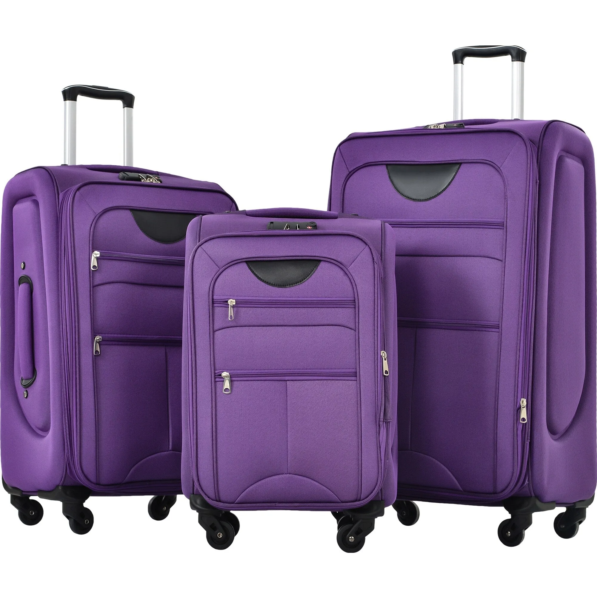 3 Piece Softside Luggage Set with TSA Lock and Spinner Wheels, Expandable Suitcase with Multi-Compartment