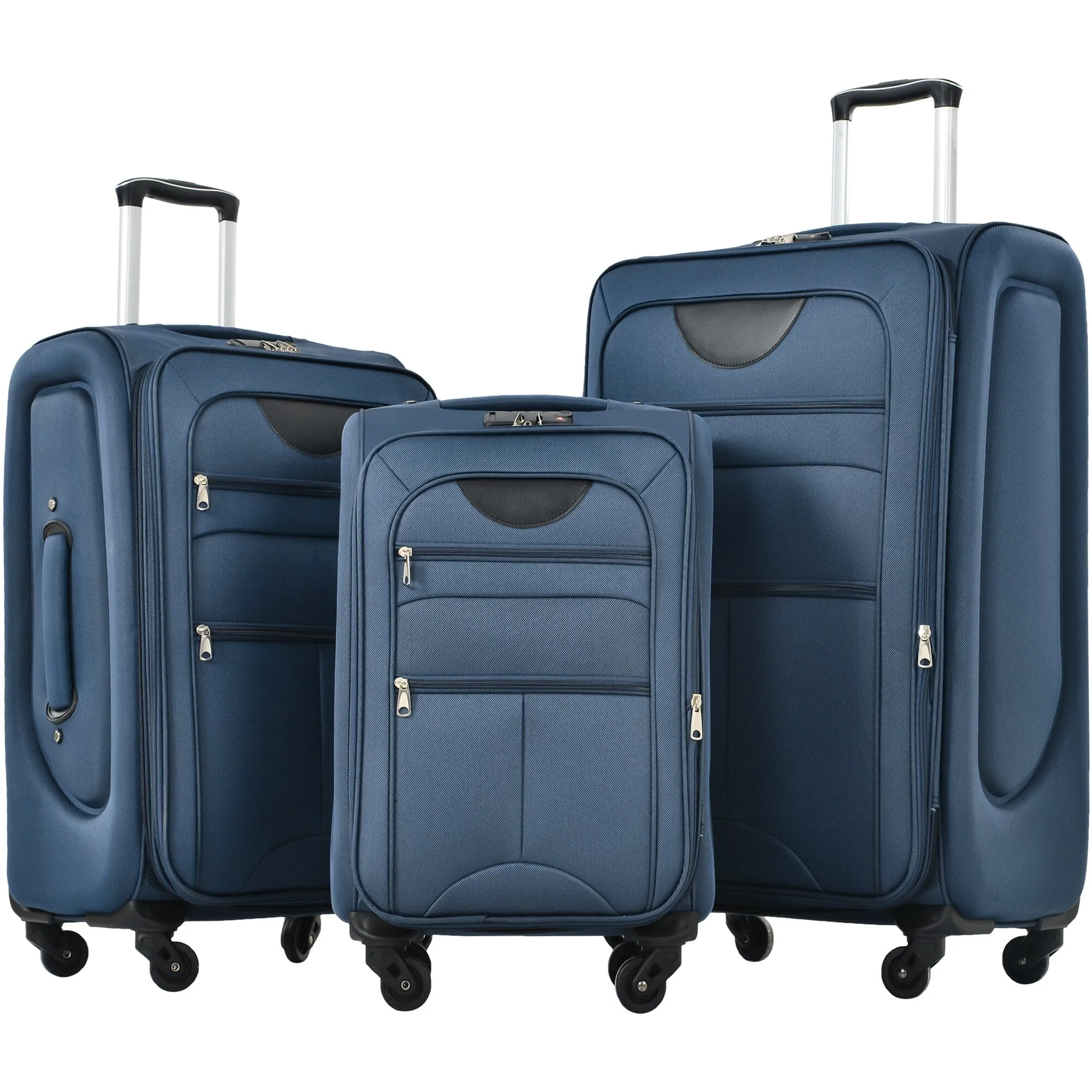 3 Piece Softside Luggage Set with TSA Lock and Spinner Wheels, Expandable Suitcase with Multi-Compartment