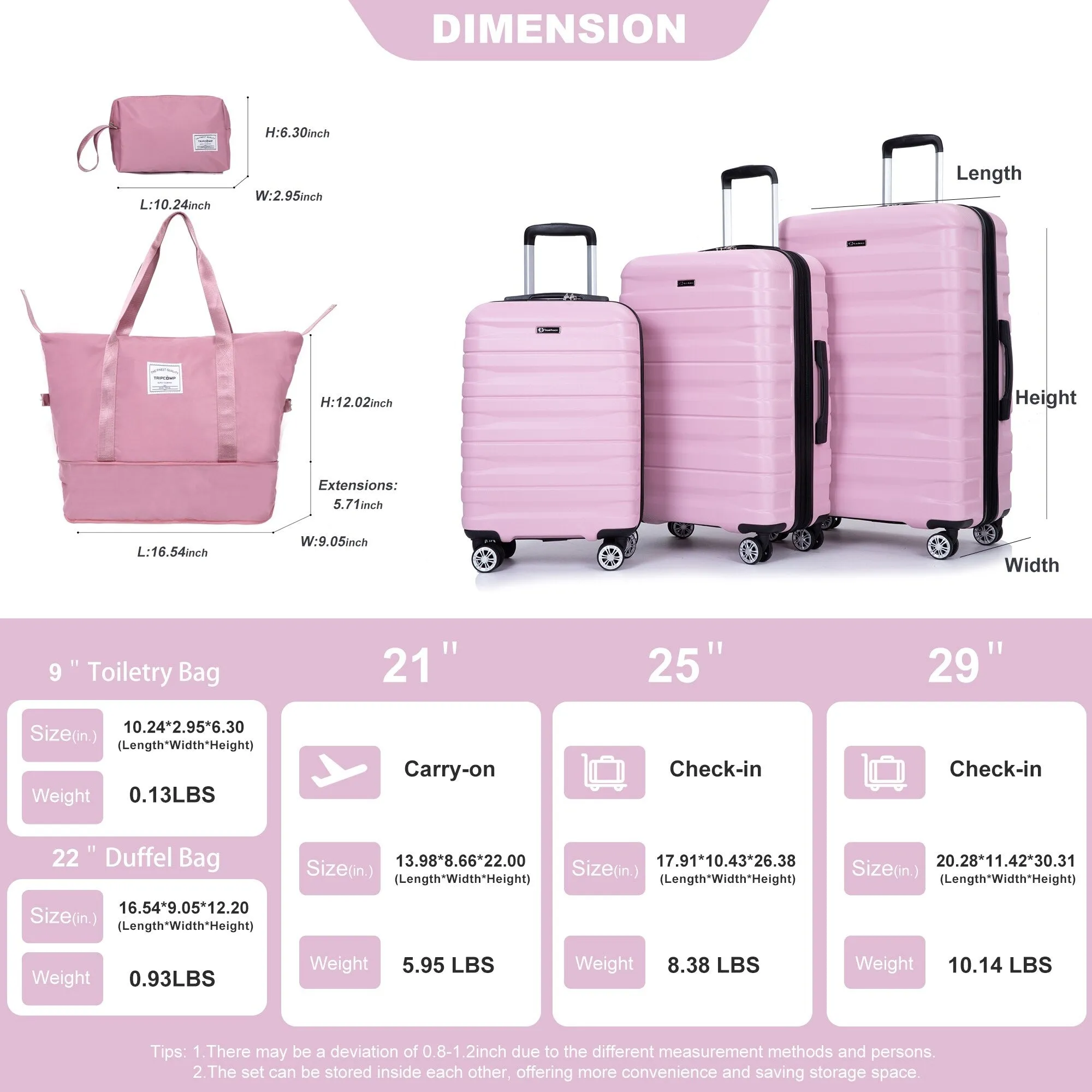 5PCS PC Luggage Set with TSA Lock
