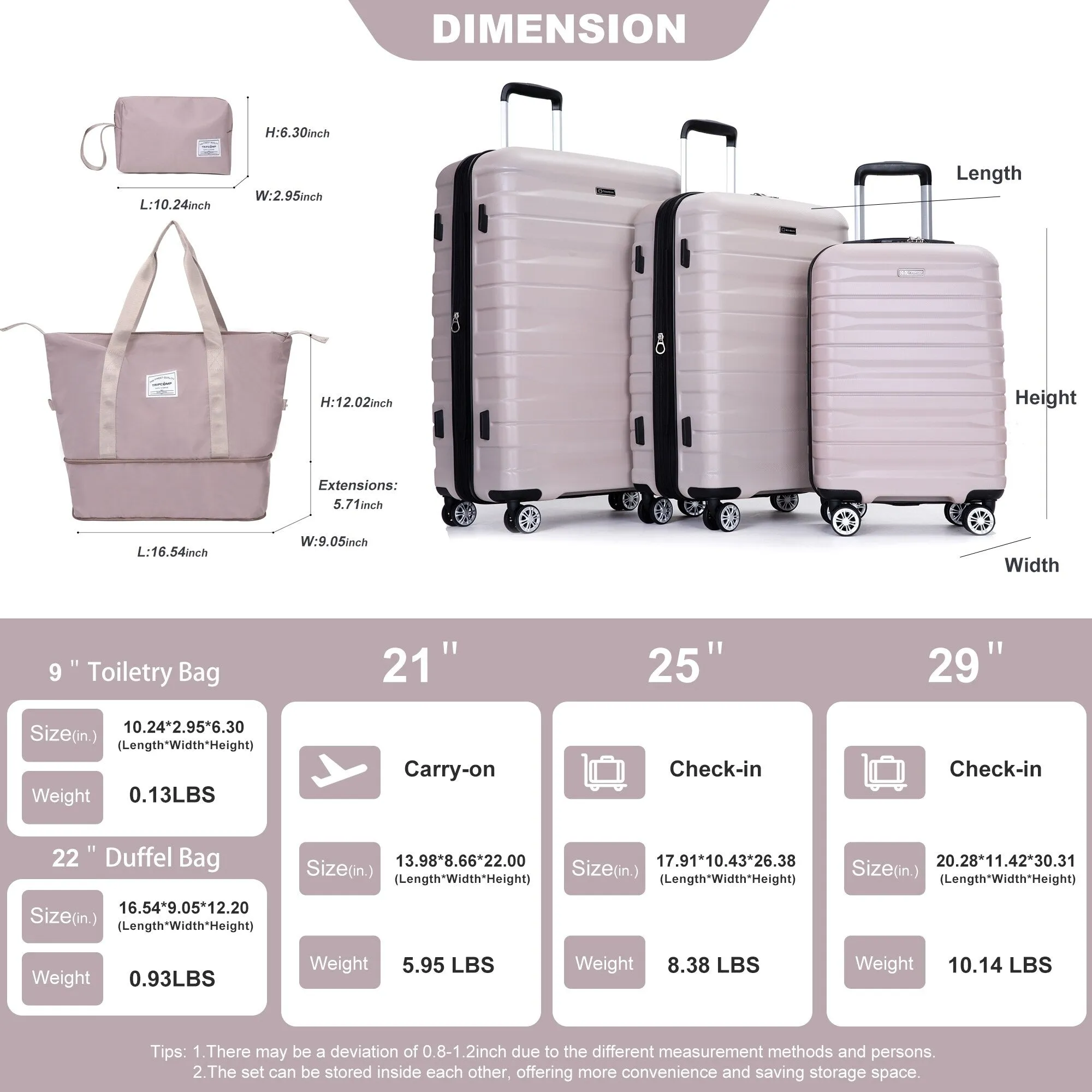 5PCS PC Luggage Set with TSA Lock