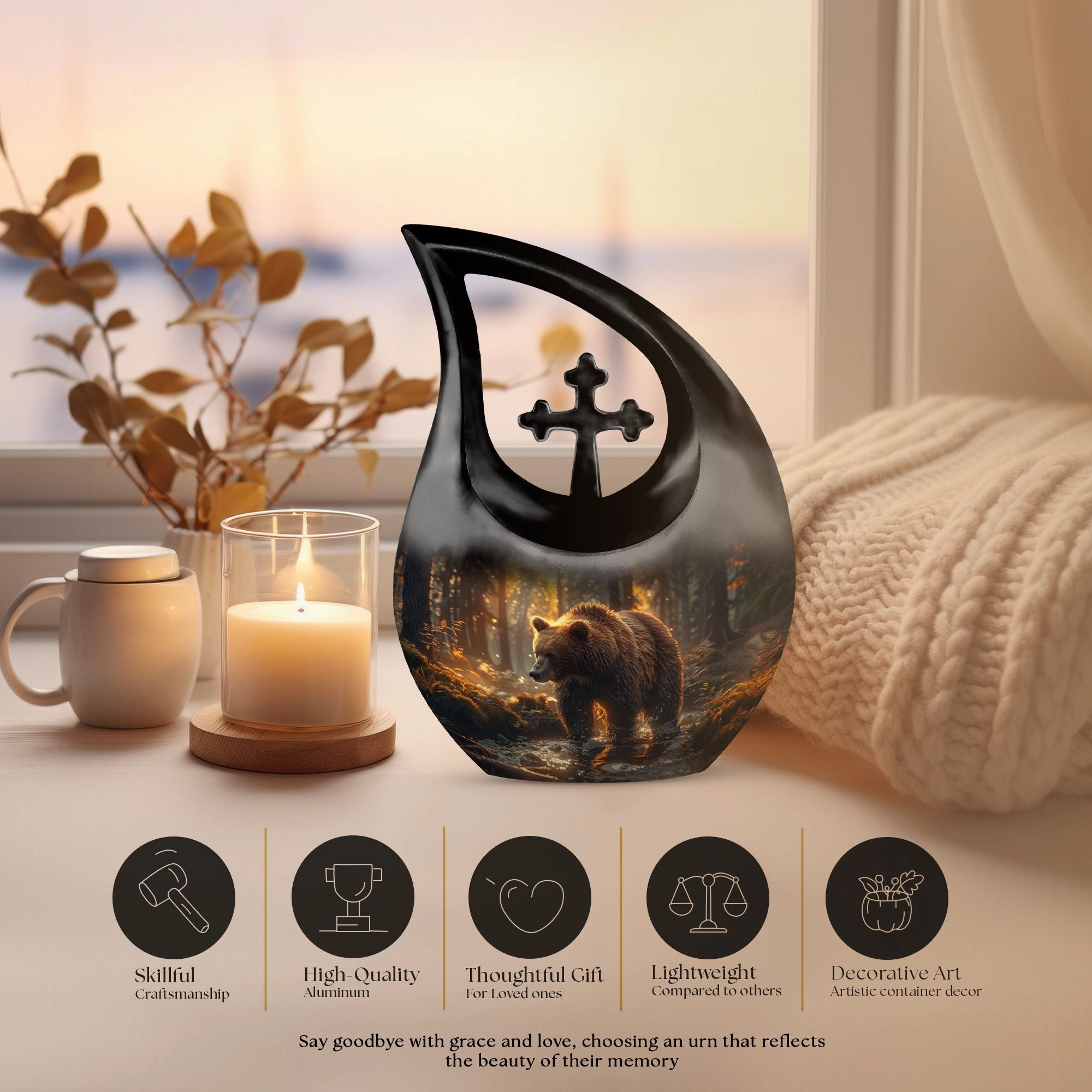 Bear Urn, Extra Large Cremation Urn For Human Ashes