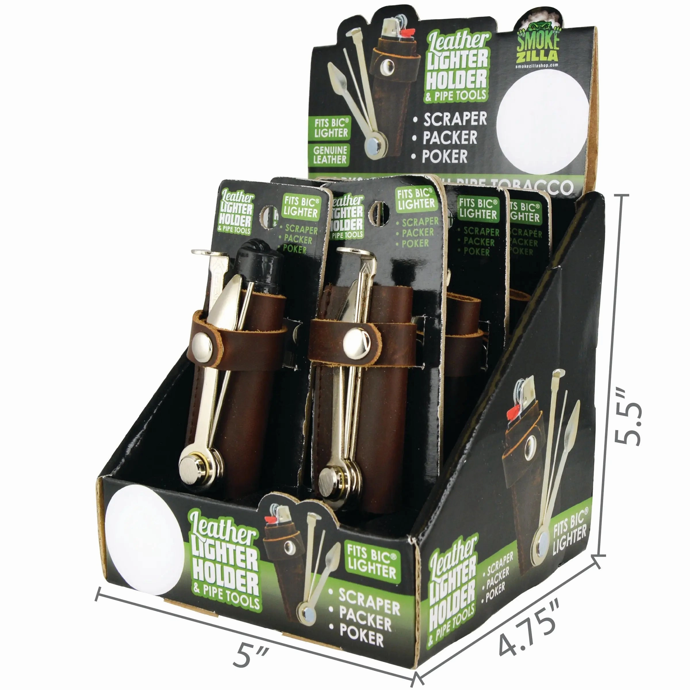 Leather Lighter Case With Tools  - 6 Pieces Per Retail Ready Display 25592
