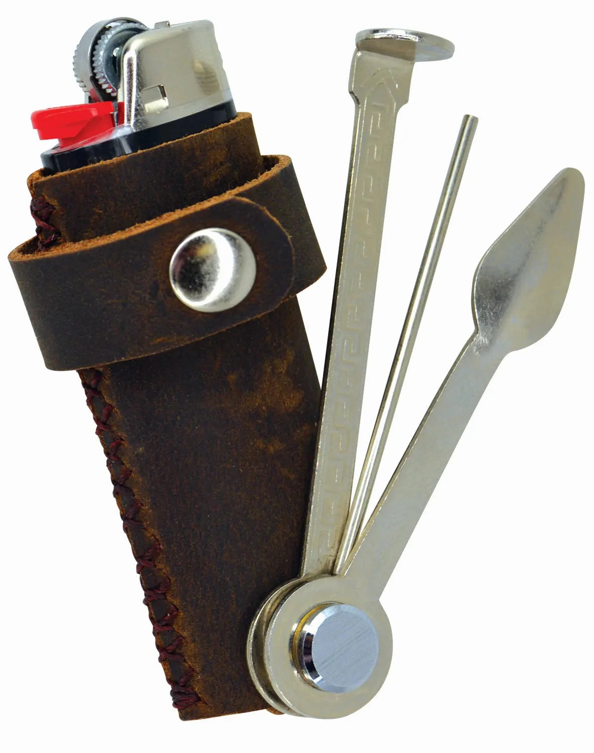 Leather Lighter Case With Tools  - 6 Pieces Per Retail Ready Display 25592