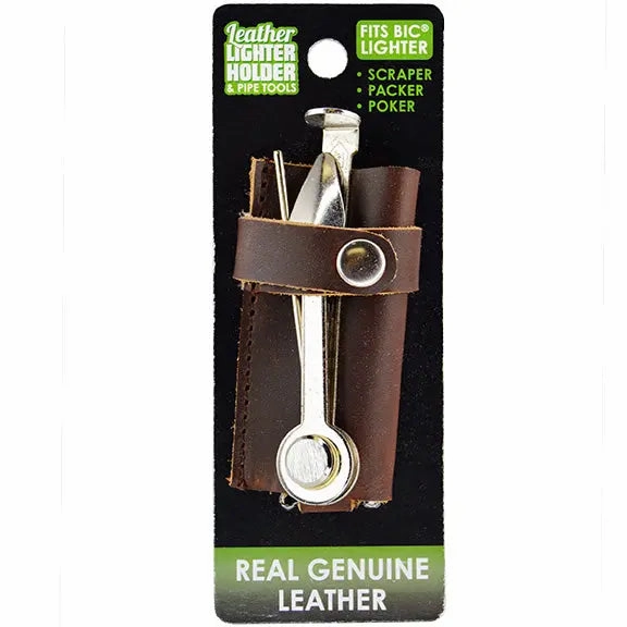 Leather Lighter Case With Tools  - 6 Pieces Per Retail Ready Display 25592