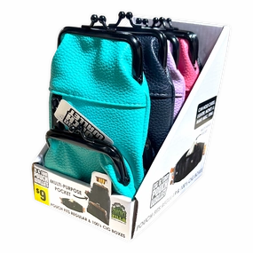 Leatherette Cigarette Pouch with Coin Wallet - 5 Pieces Per Retail Ready Display 41414