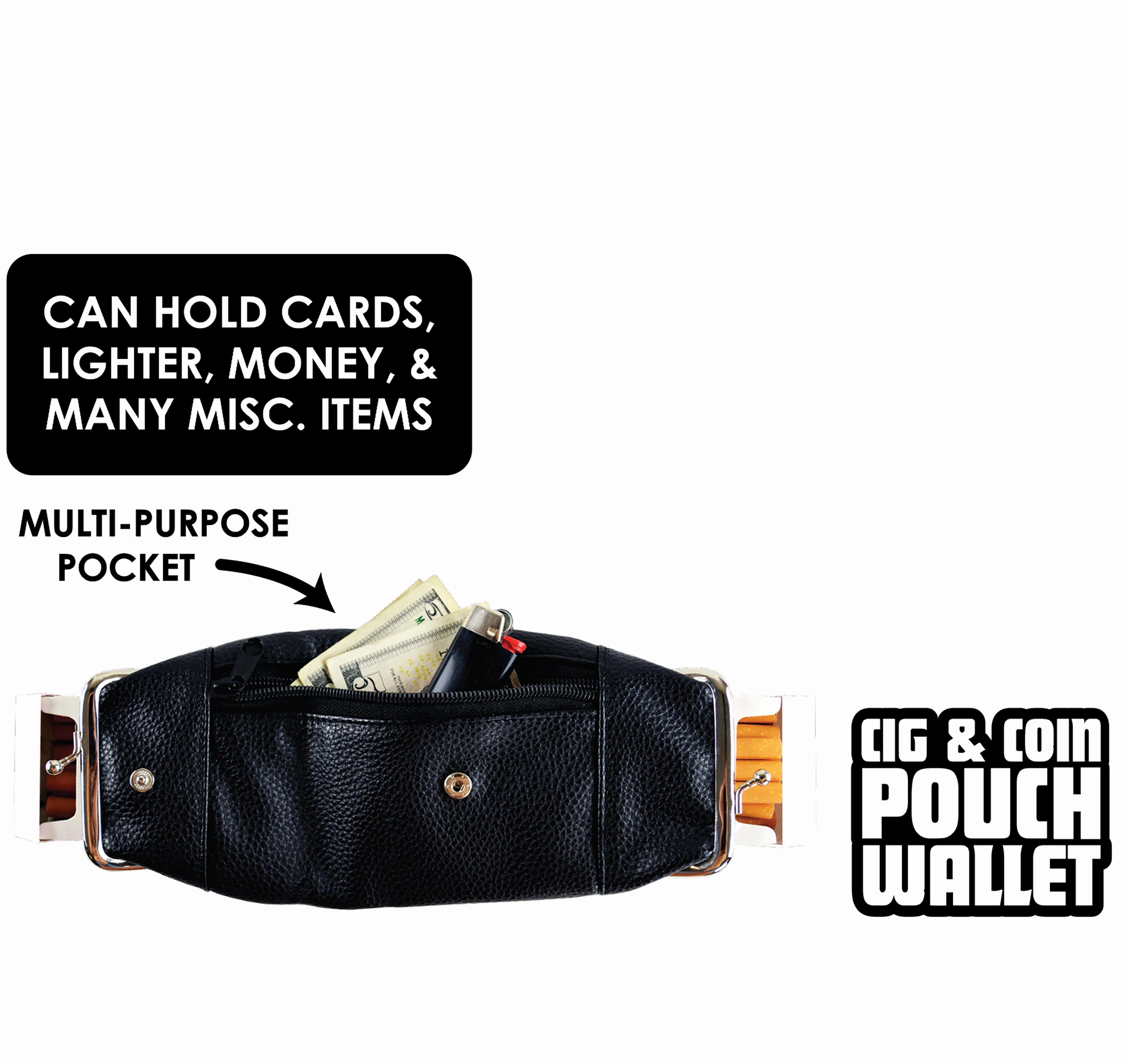 Leatherette Cigarette Pouch with Coin Wallet - 5 Pieces Per Retail Ready Display 41414