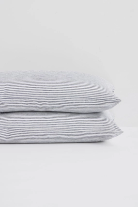 Linen Standard Pillow Cases Ocean Stripe