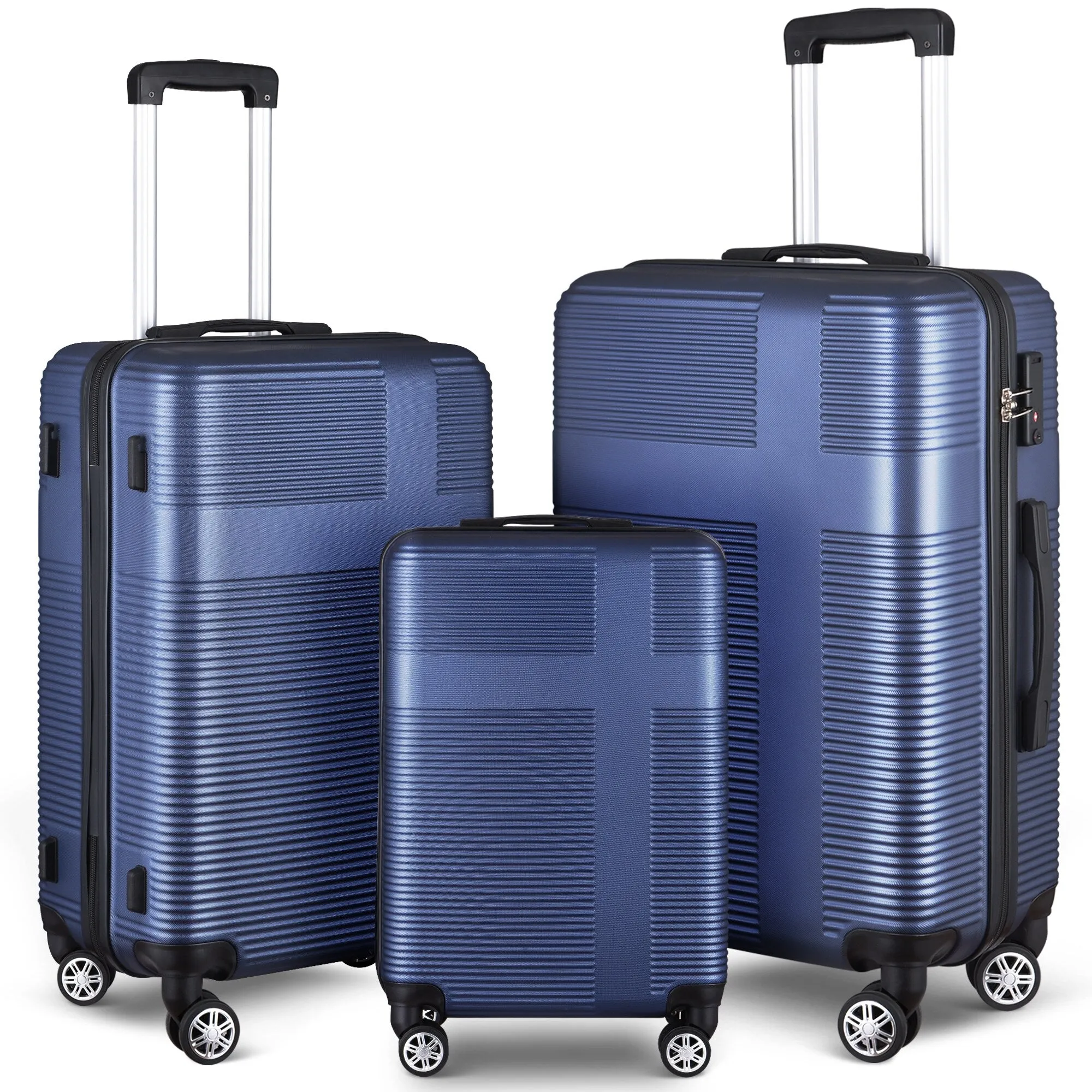 Luggage Sets Expandable ABS Suitcase Double Wheels TSA Lock, 3-Piece