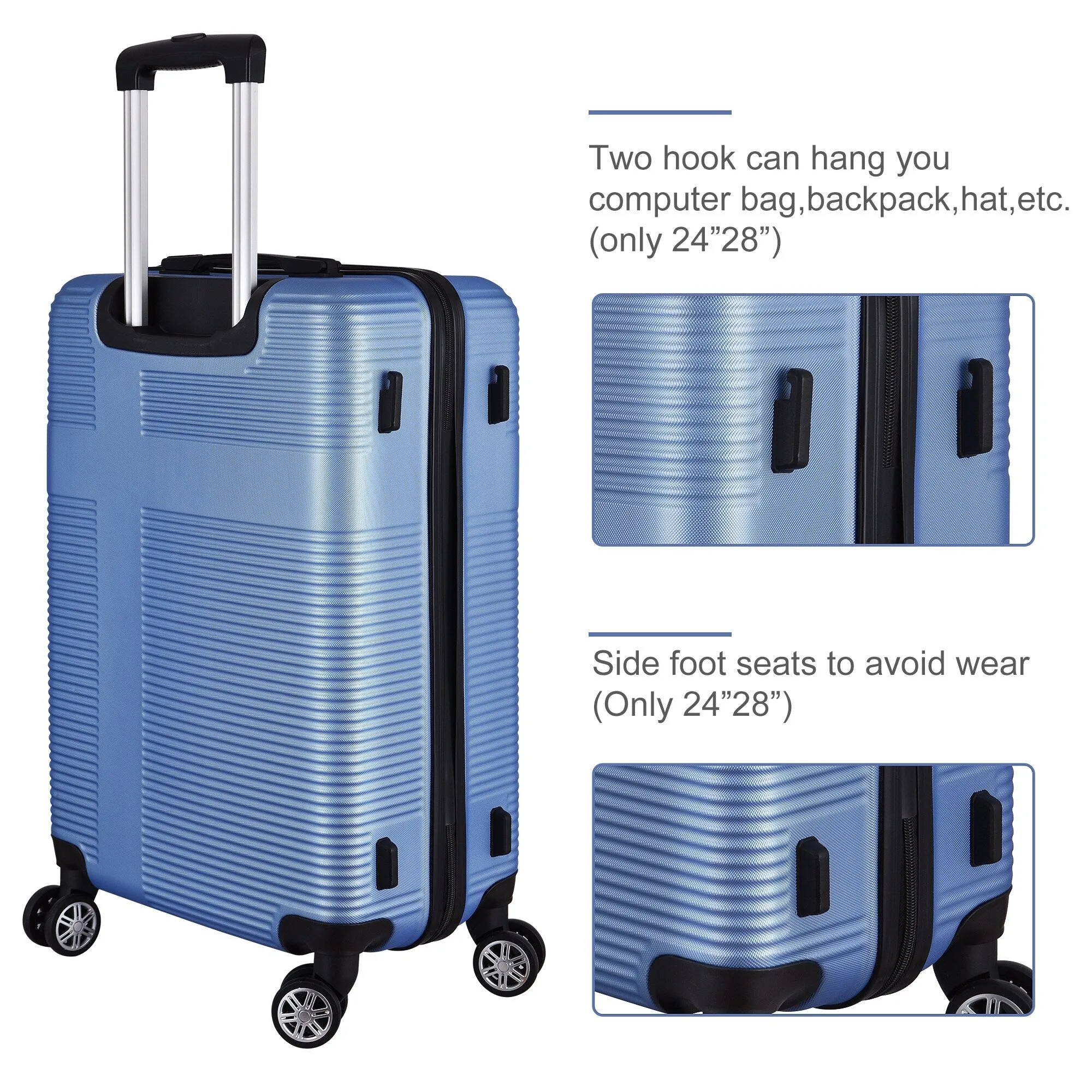 Luggage Sets Expandable ABS Suitcase Double Wheels TSA Lock, 3-Piece