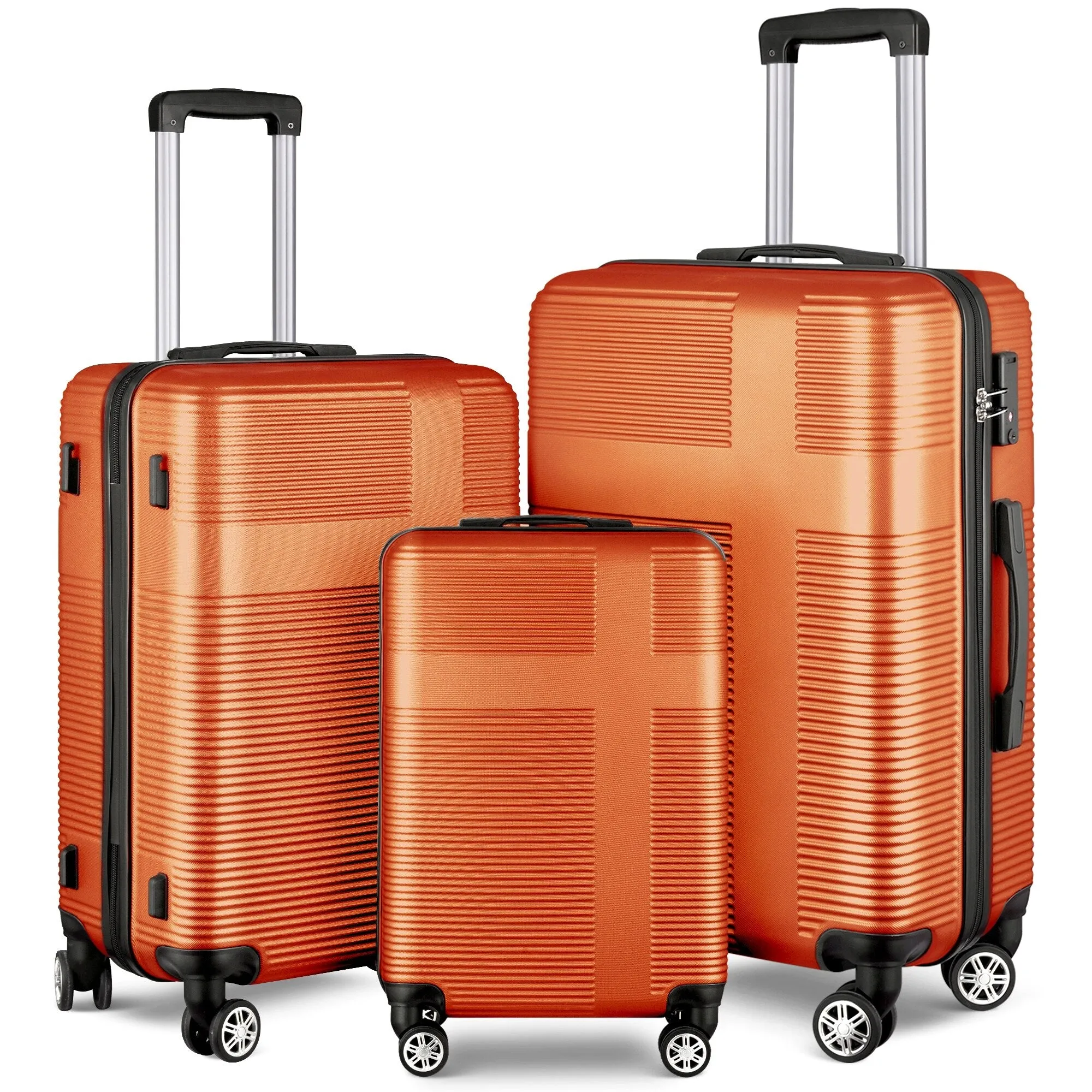 Luggage Sets Expandable ABS Suitcase Double Wheels TSA Lock, 3-Piece