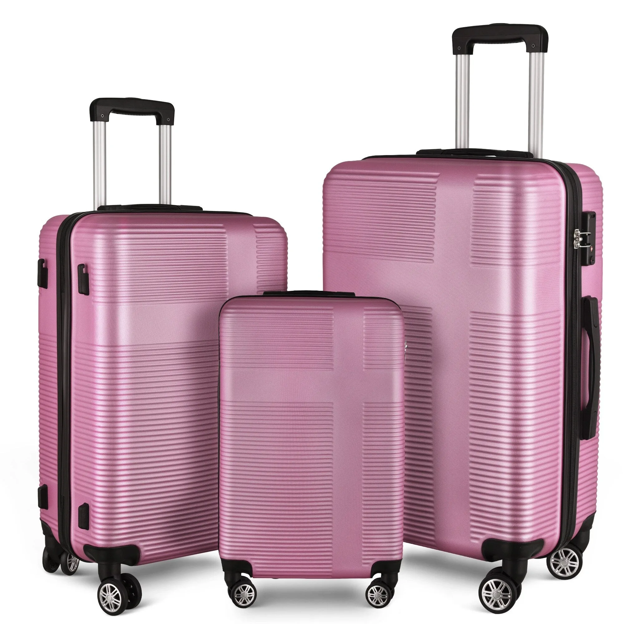 Luggage Sets Expandable ABS Suitcase Double Wheels TSA Lock, 3-Piece