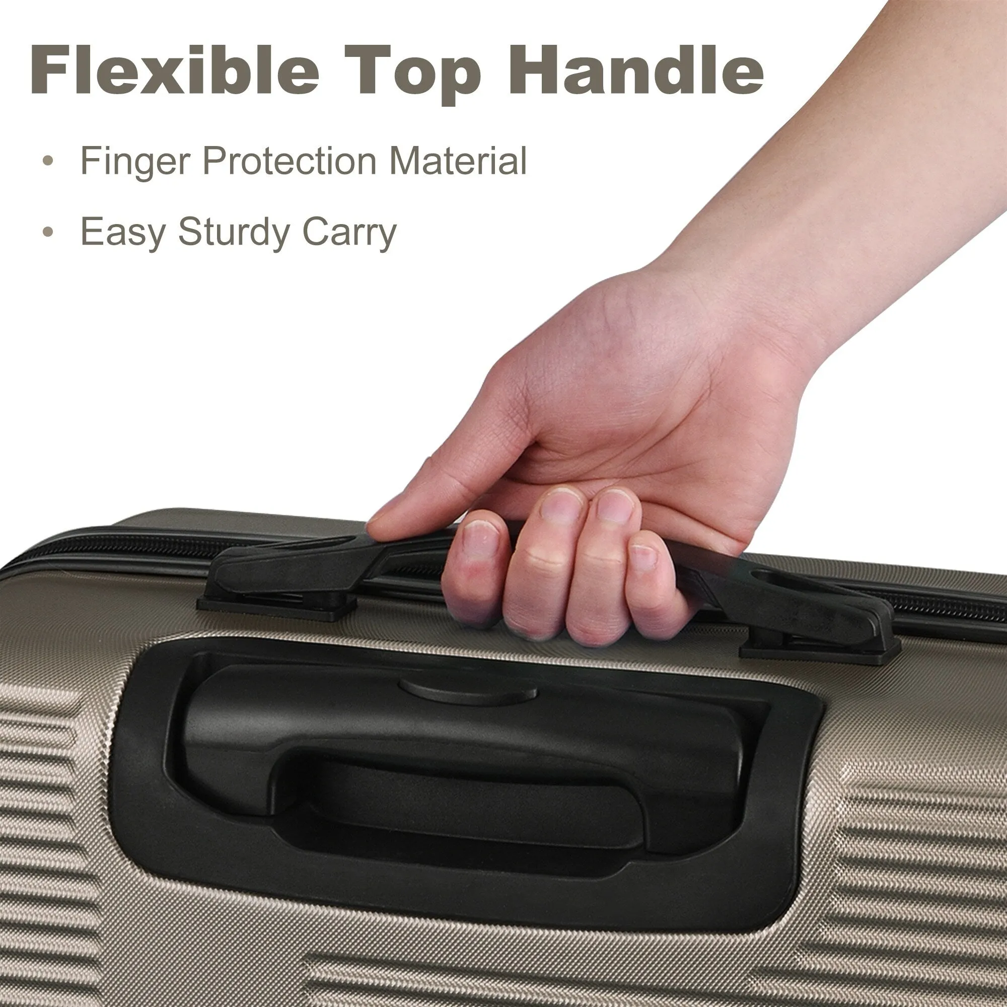 Luggage Sets Expandable ABS Suitcase Double Wheels TSA Lock, 3-Piece