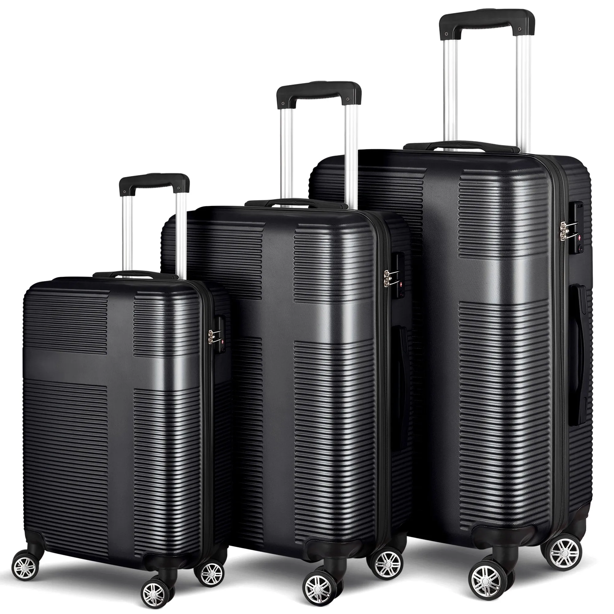 Luggage Sets Expandable ABS Suitcase Double Wheels TSA Lock, 3-Piece