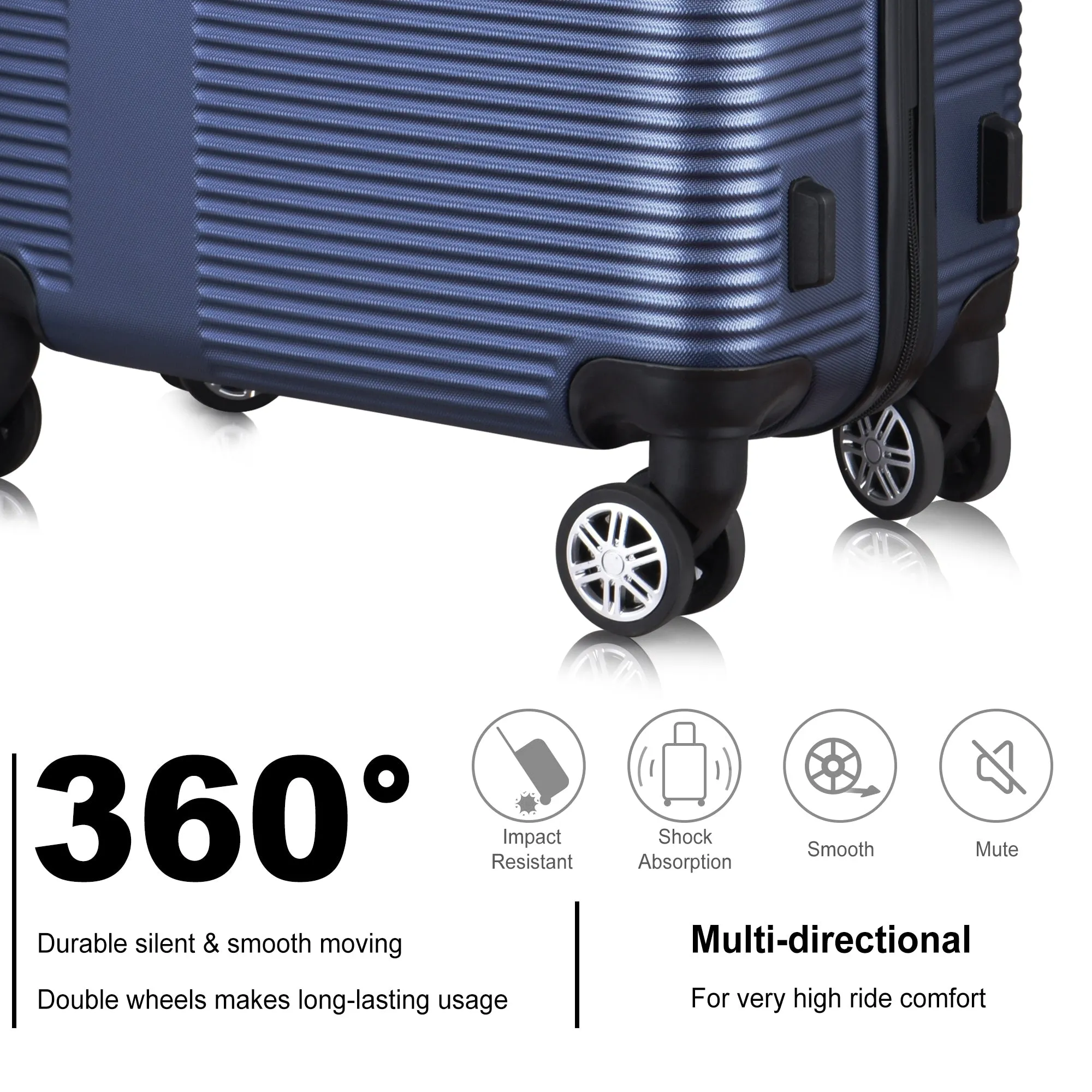 Luggage Sets Expandable ABS Suitcase Double Wheels TSA Lock, 3-Piece