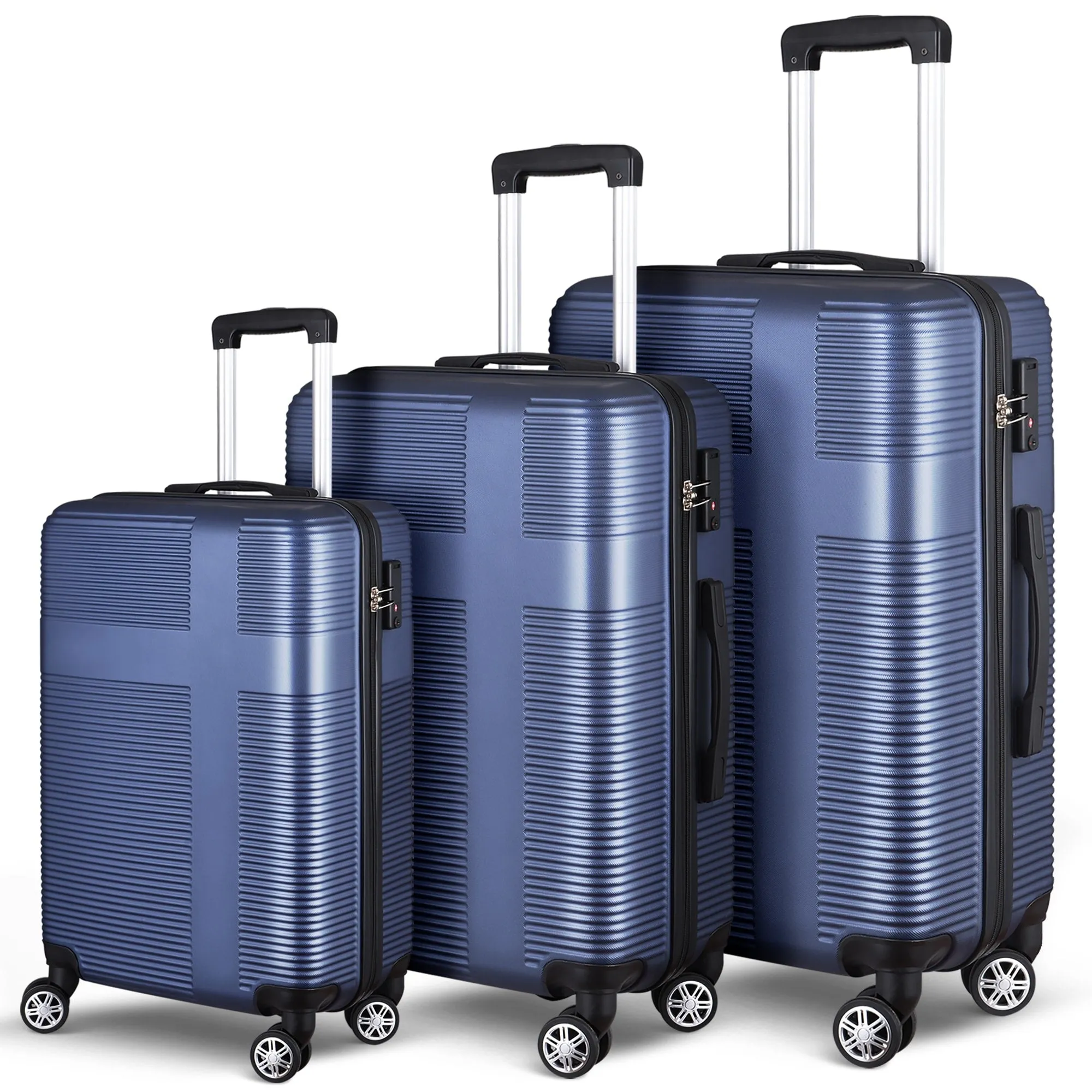 Luggage Sets Expandable ABS Suitcase Double Wheels TSA Lock, 3-Piece