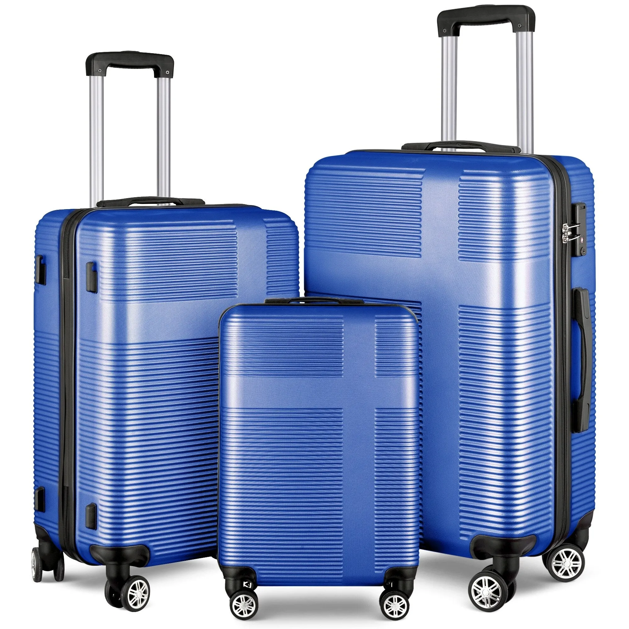 Luggage Sets Expandable ABS Suitcase Double Wheels TSA Lock, 3-Piece