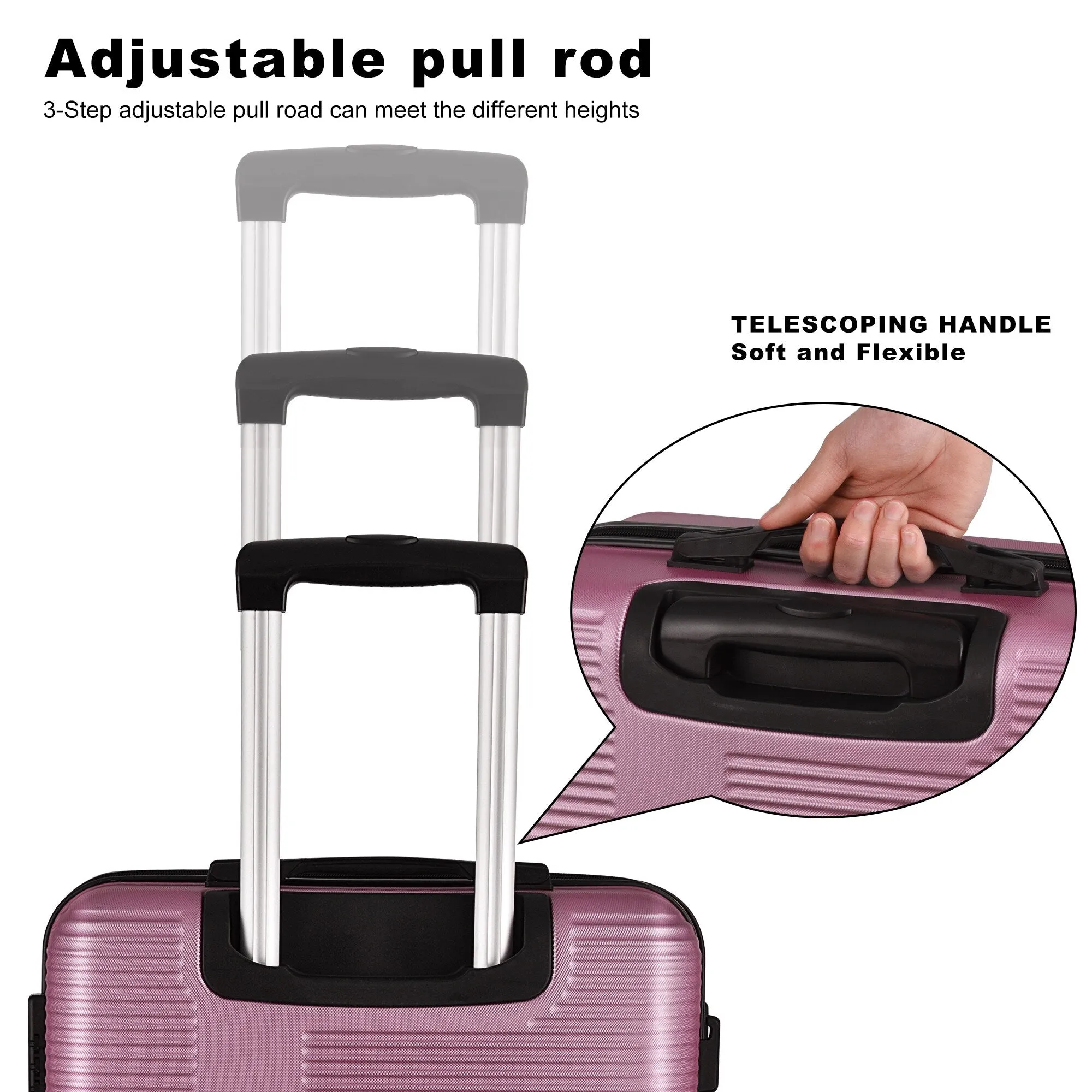 Luggage Sets Expandable ABS Suitcase Double Wheels TSA Lock, 3-Piece