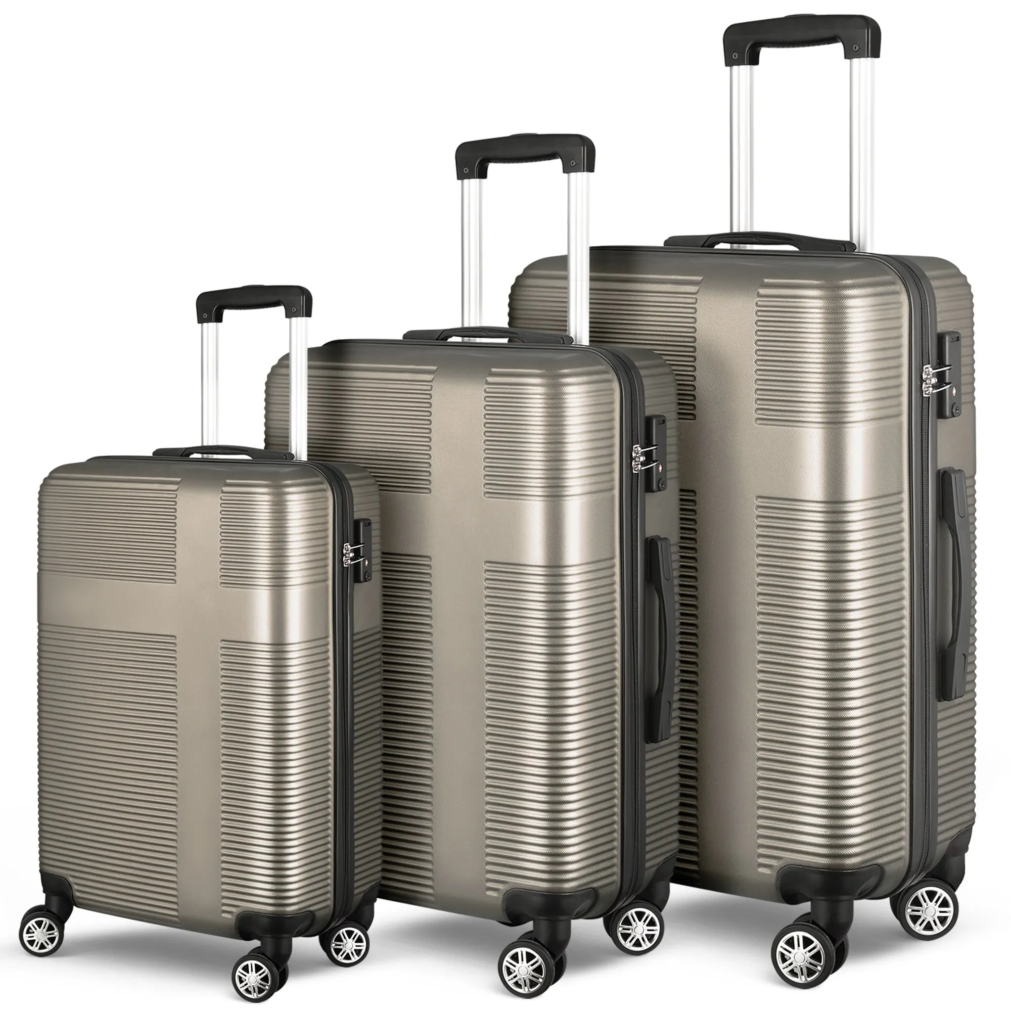 Luggage Sets Expandable ABS Suitcase Double Wheels TSA Lock, 3-Piece