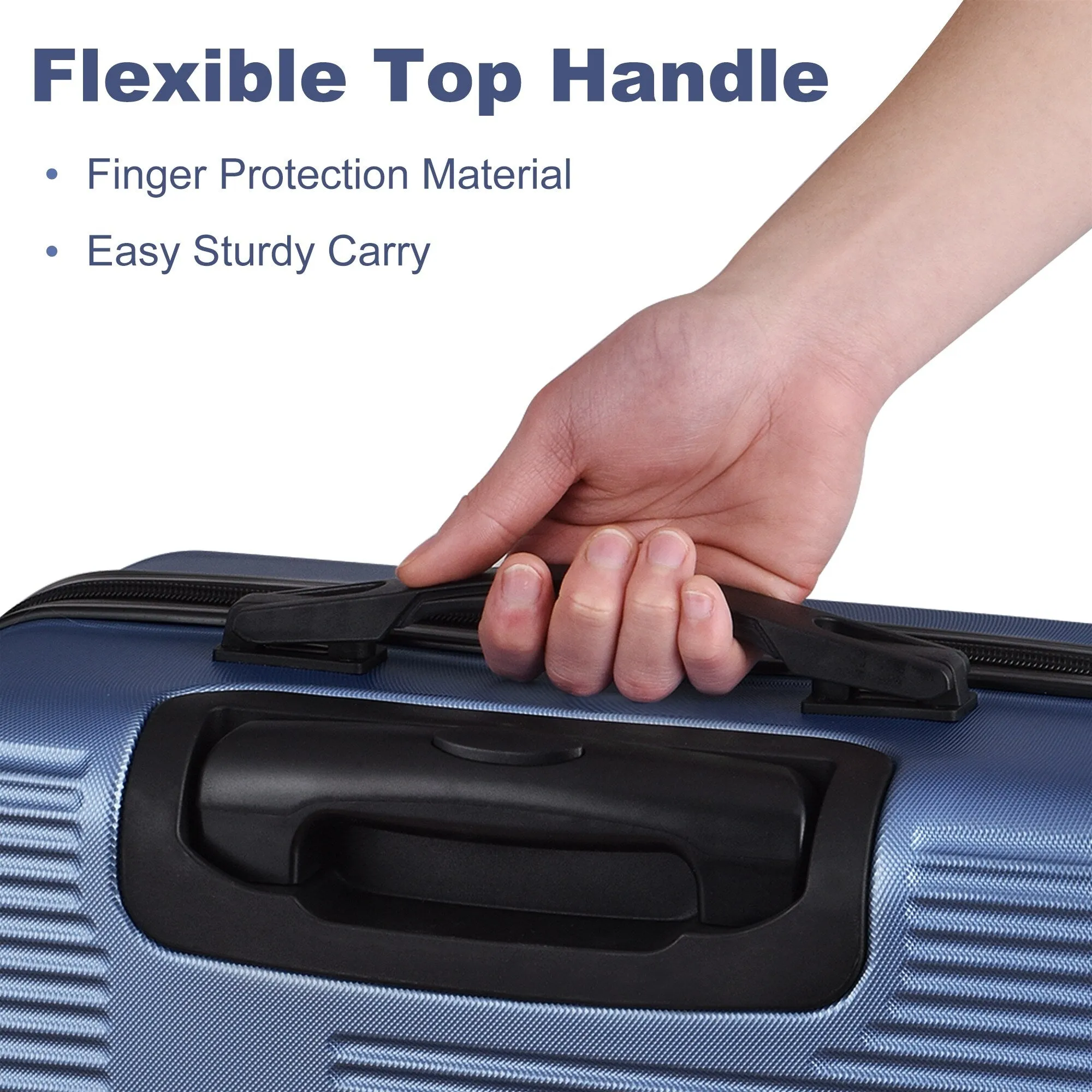 Luggage Sets Expandable ABS Suitcase Double Wheels TSA Lock, 3-Piece