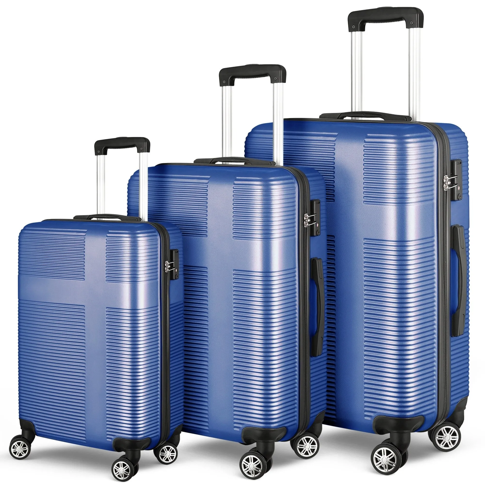 Luggage Sets Expandable ABS Suitcase Double Wheels TSA Lock, 3-Piece