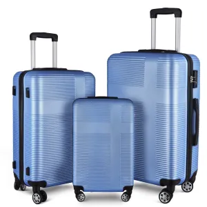 Luggage Sets Expandable ABS Suitcase Double Wheels TSA Lock, 3-Piece