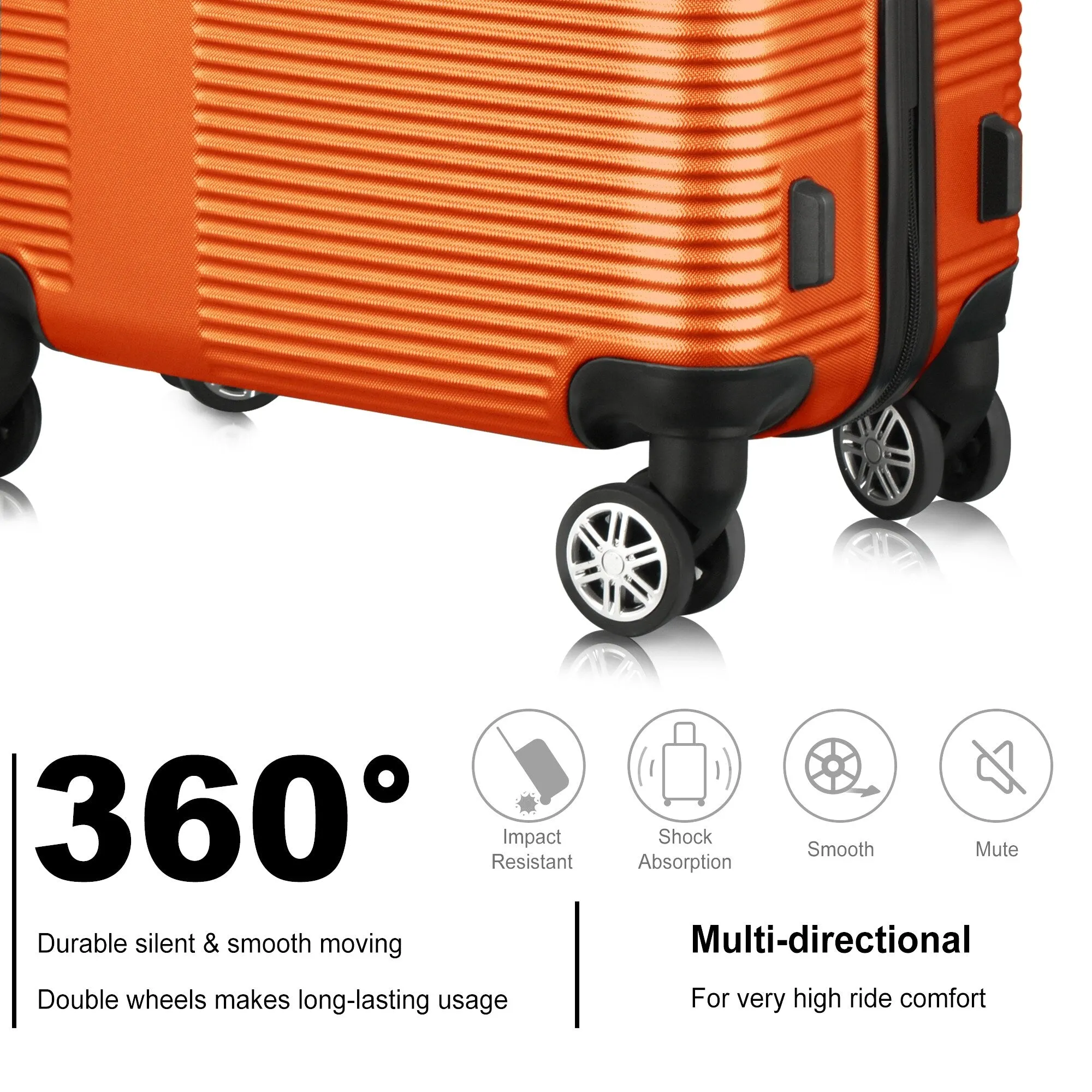Luggage Sets Expandable ABS Suitcase Double Wheels TSA Lock, 3-Piece
