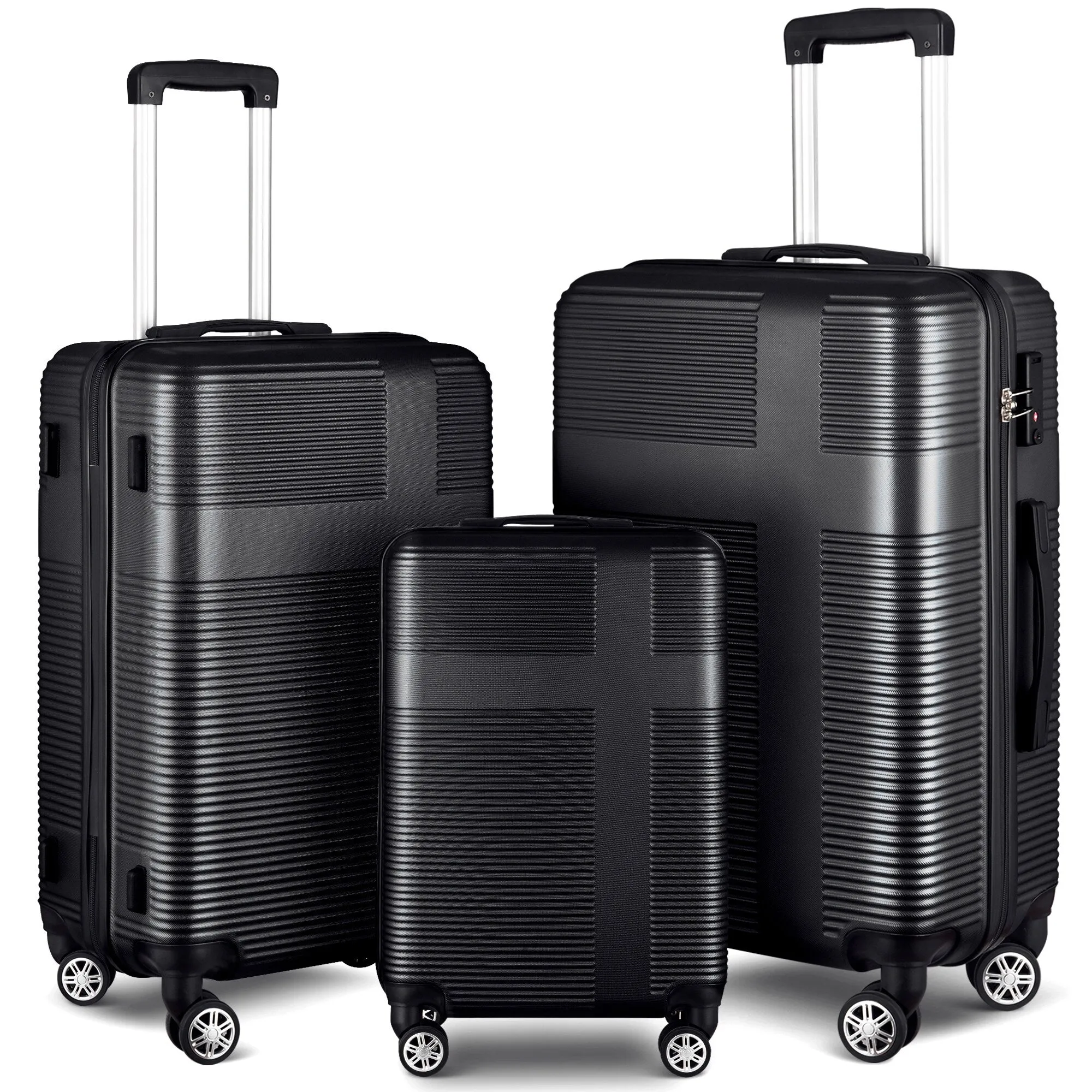Luggage Sets Expandable ABS Suitcase Double Wheels TSA Lock, 3-Piece