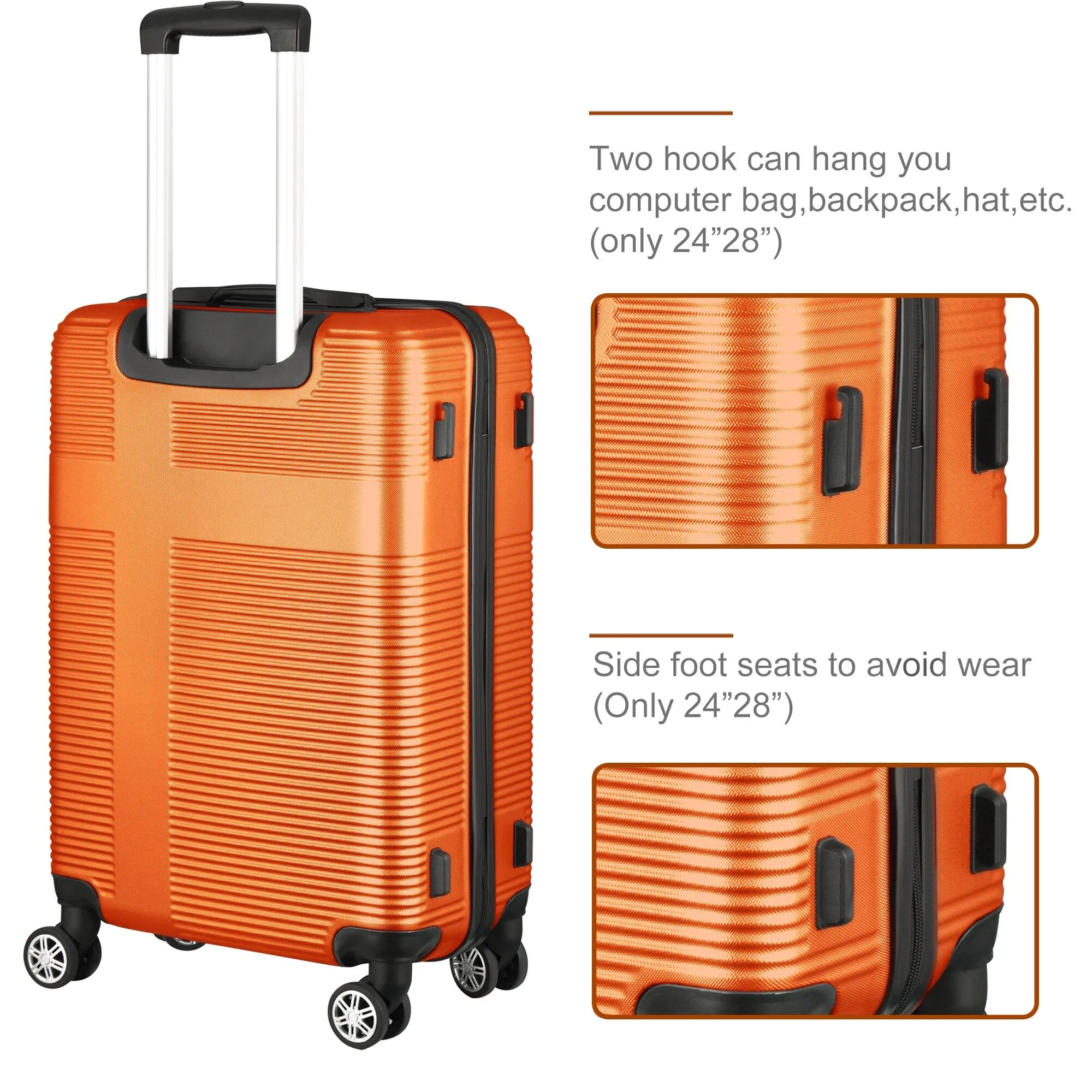 Luggage Sets Expandable ABS Suitcase Double Wheels TSA Lock, 3-Piece