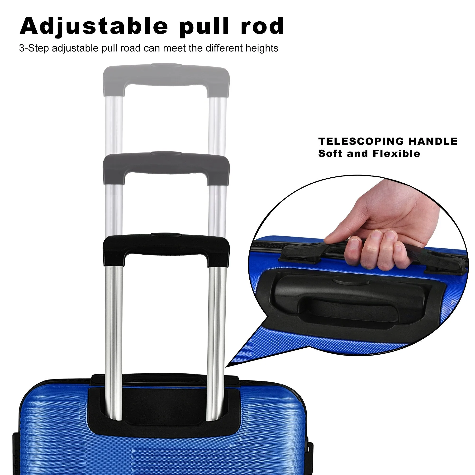 Luggage Sets Expandable ABS Suitcase Double Wheels TSA Lock, 3-Piece