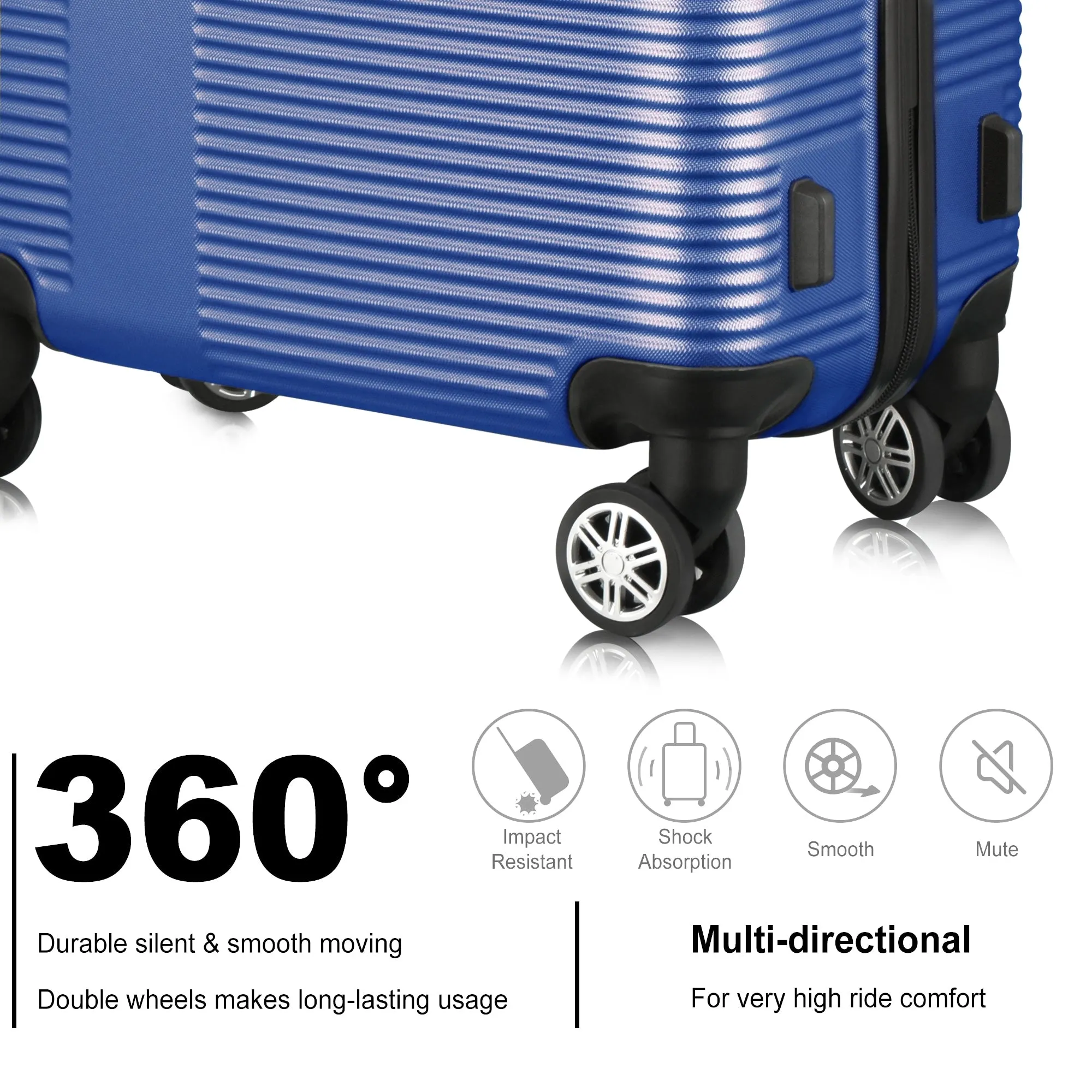 Luggage Sets Expandable ABS Suitcase Double Wheels TSA Lock, 3-Piece