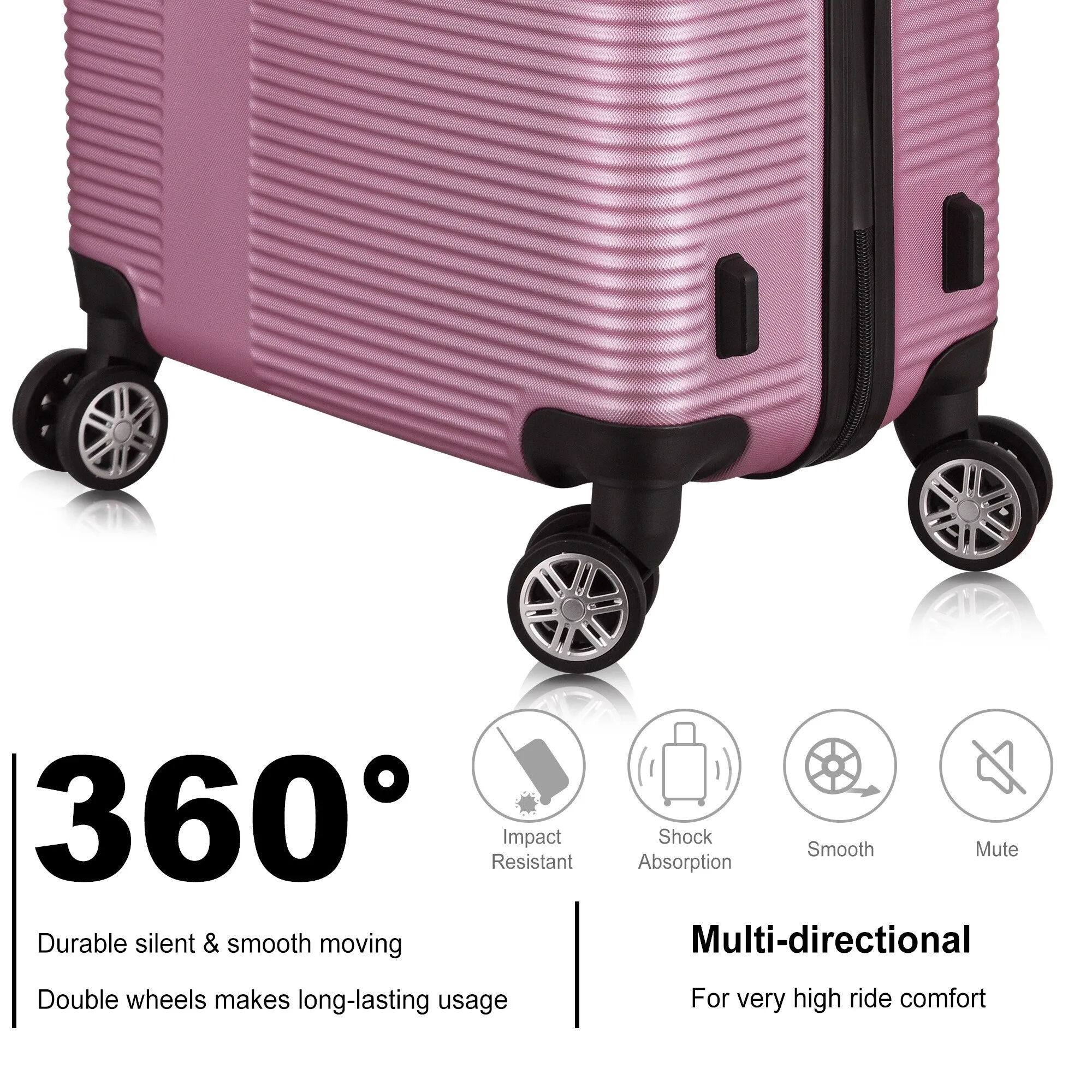 Luggage Sets Expandable ABS Suitcase Double Wheels TSA Lock, 3-Piece