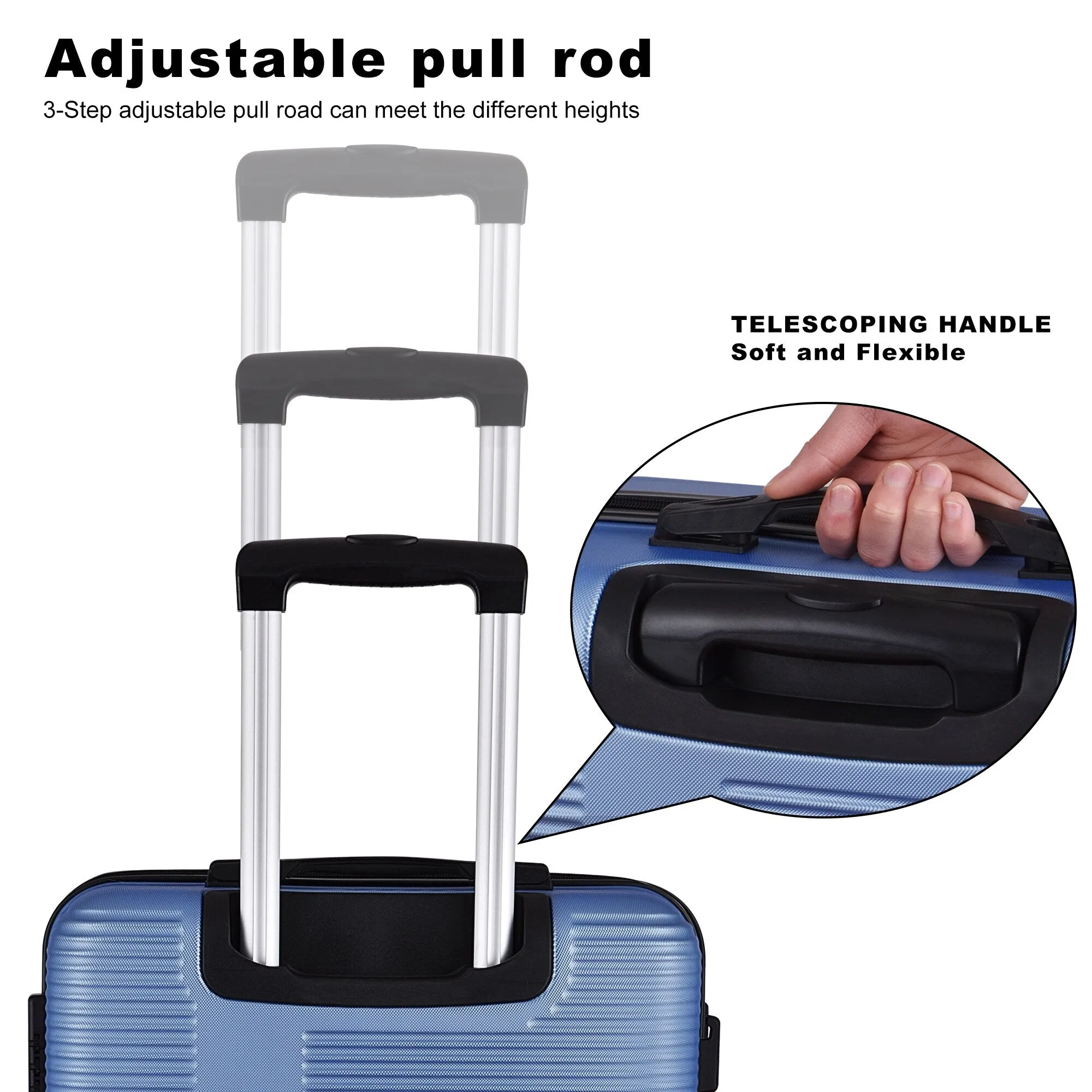 Luggage Sets Expandable ABS Suitcase Double Wheels TSA Lock, 3-Piece
