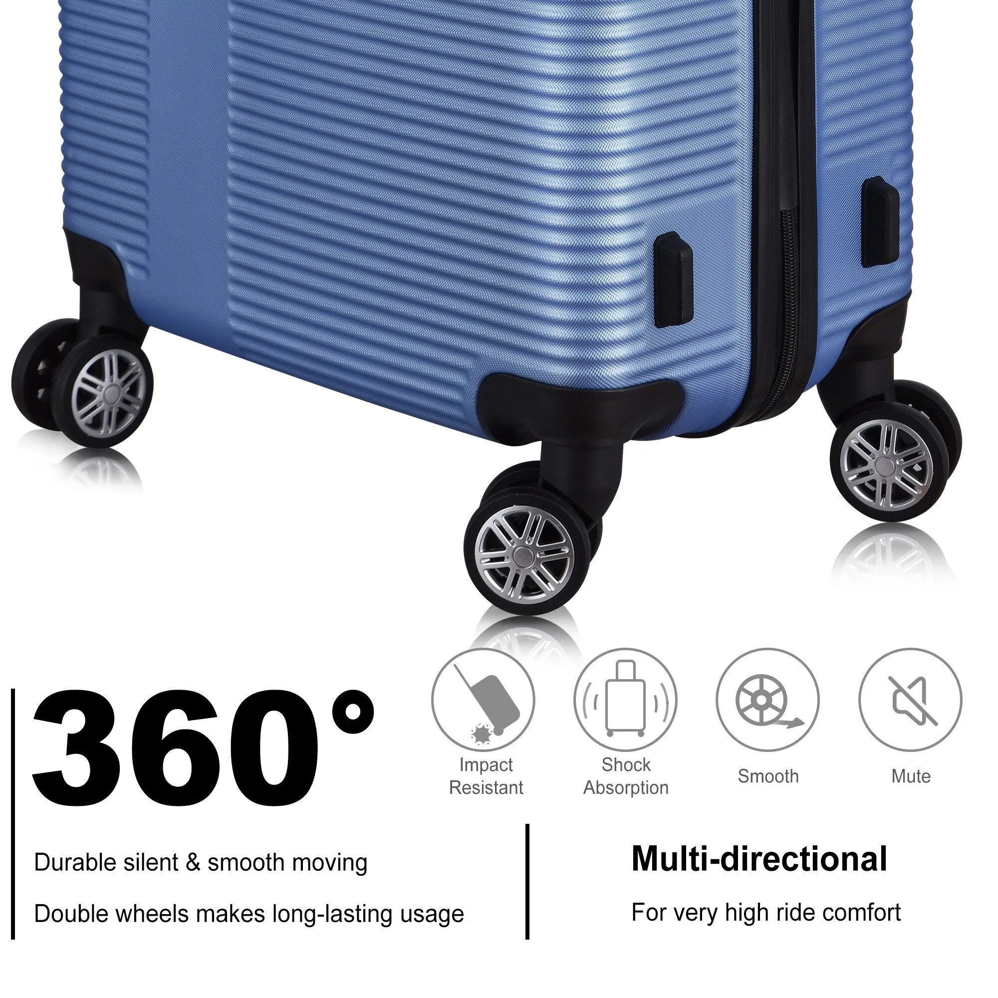 Luggage Sets Expandable ABS Suitcase Double Wheels TSA Lock, 3-Piece