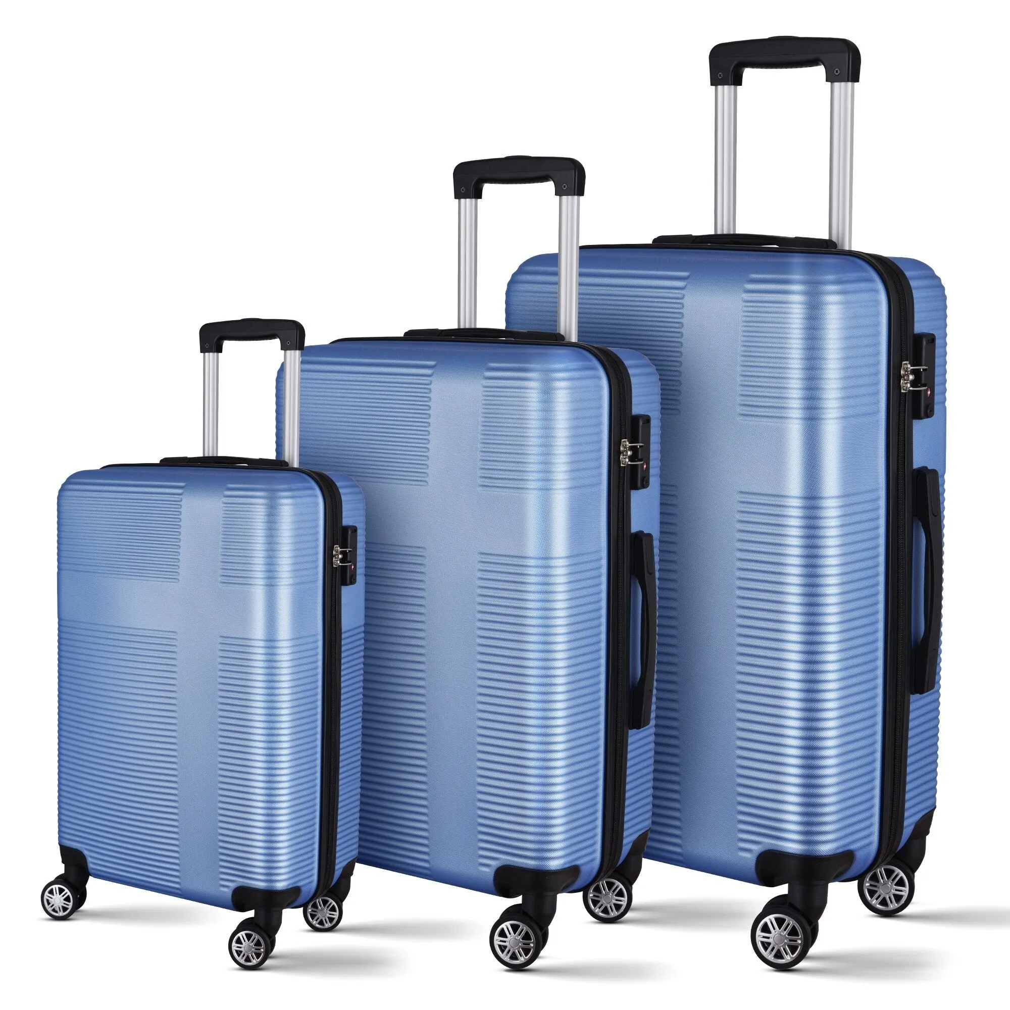 Luggage Sets Expandable ABS Suitcase Double Wheels TSA Lock, 3-Piece