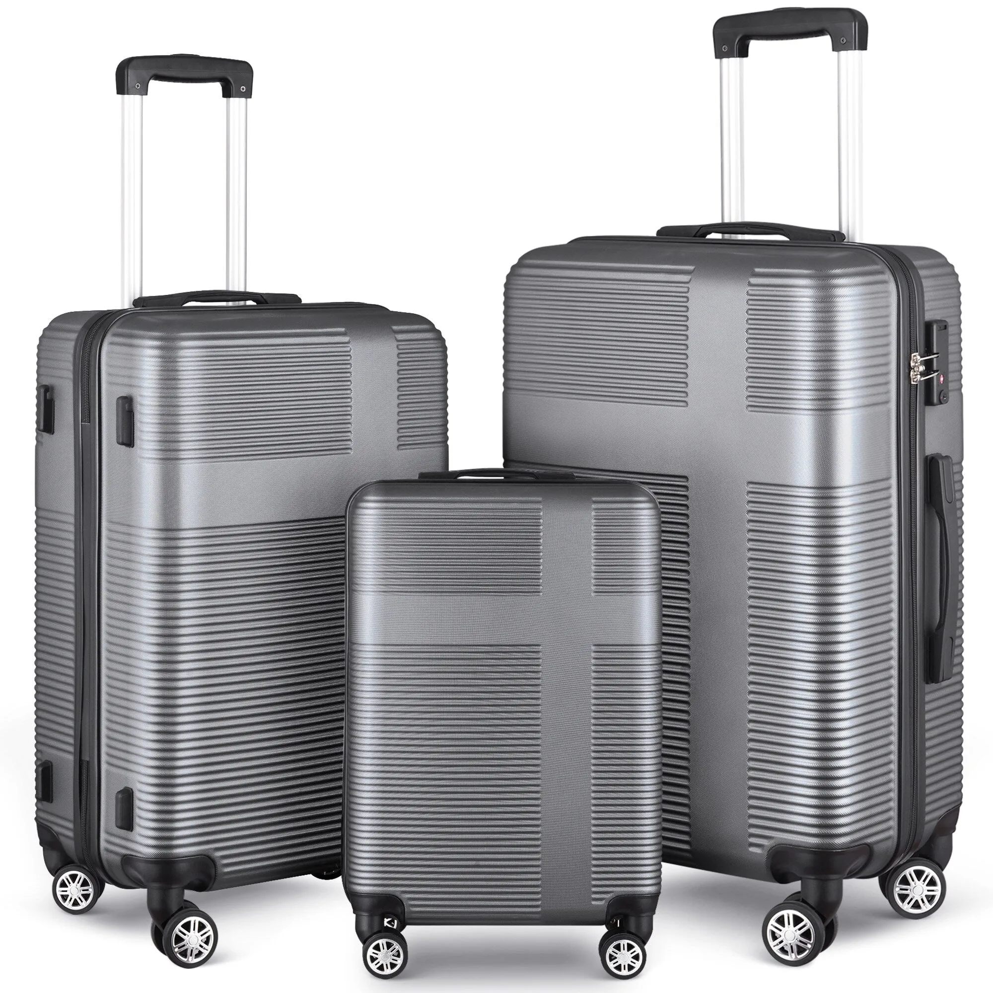 Luggage Sets Expandable ABS Suitcase Double Wheels TSA Lock, 3-Piece