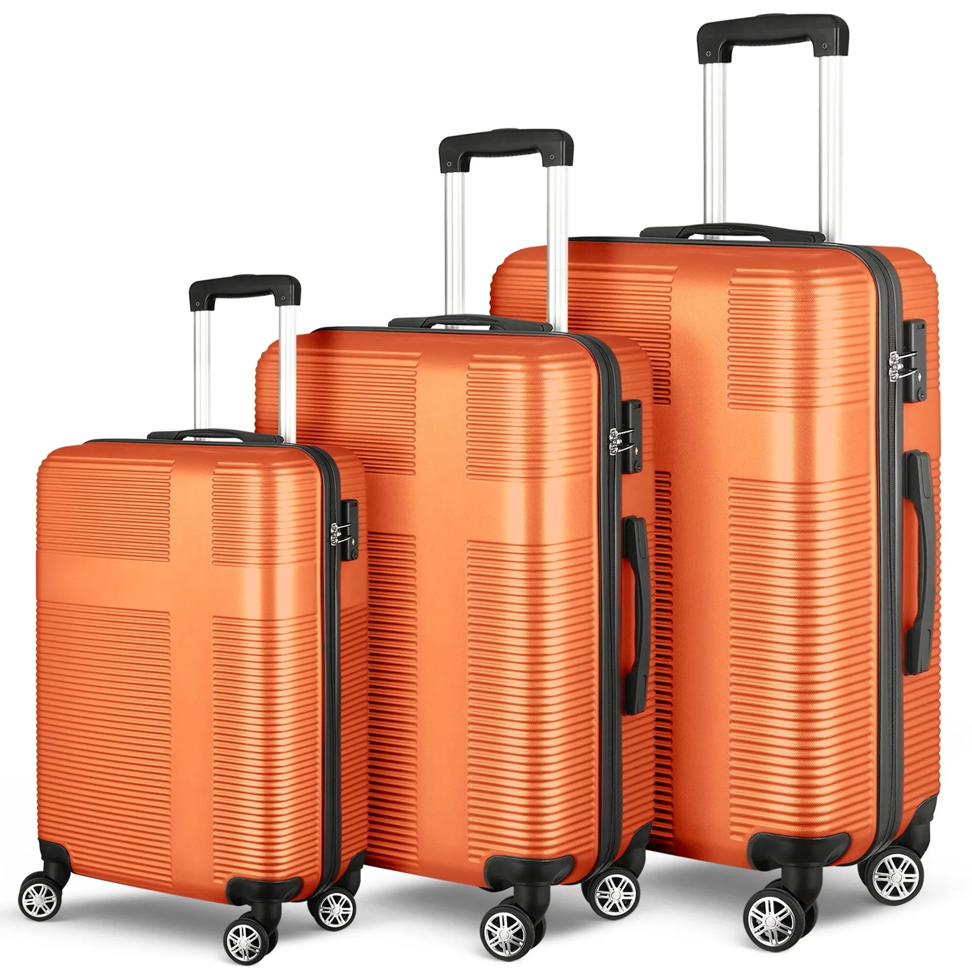 Luggage Sets Expandable ABS Suitcase Double Wheels TSA Lock, 3-Piece